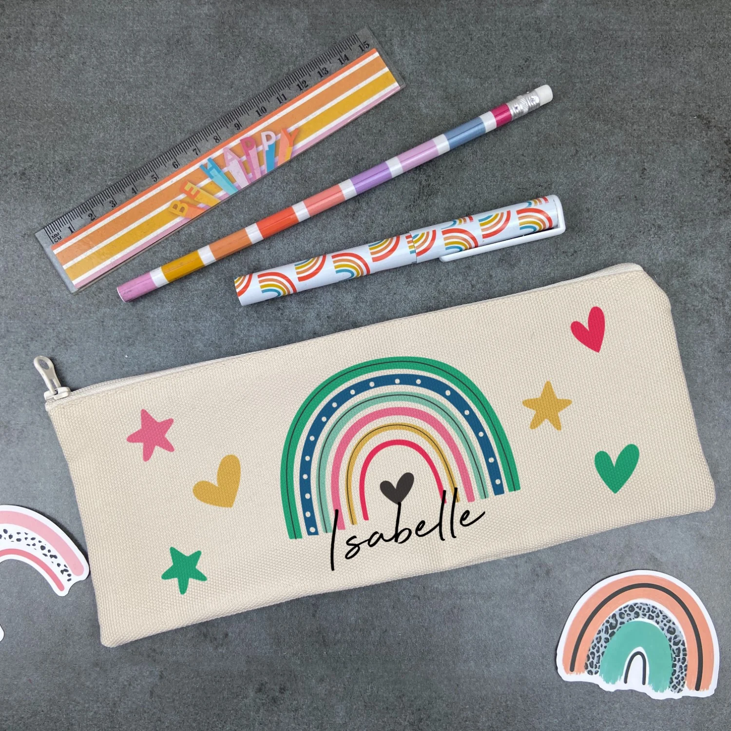 Personalised Bright Rainbow Pencil Case - Image 2