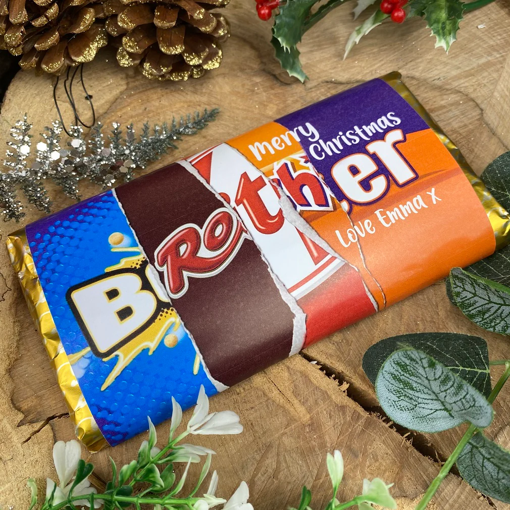 Merry Christmas Brother Novelty Personalised Chocolate Bar - Image 2