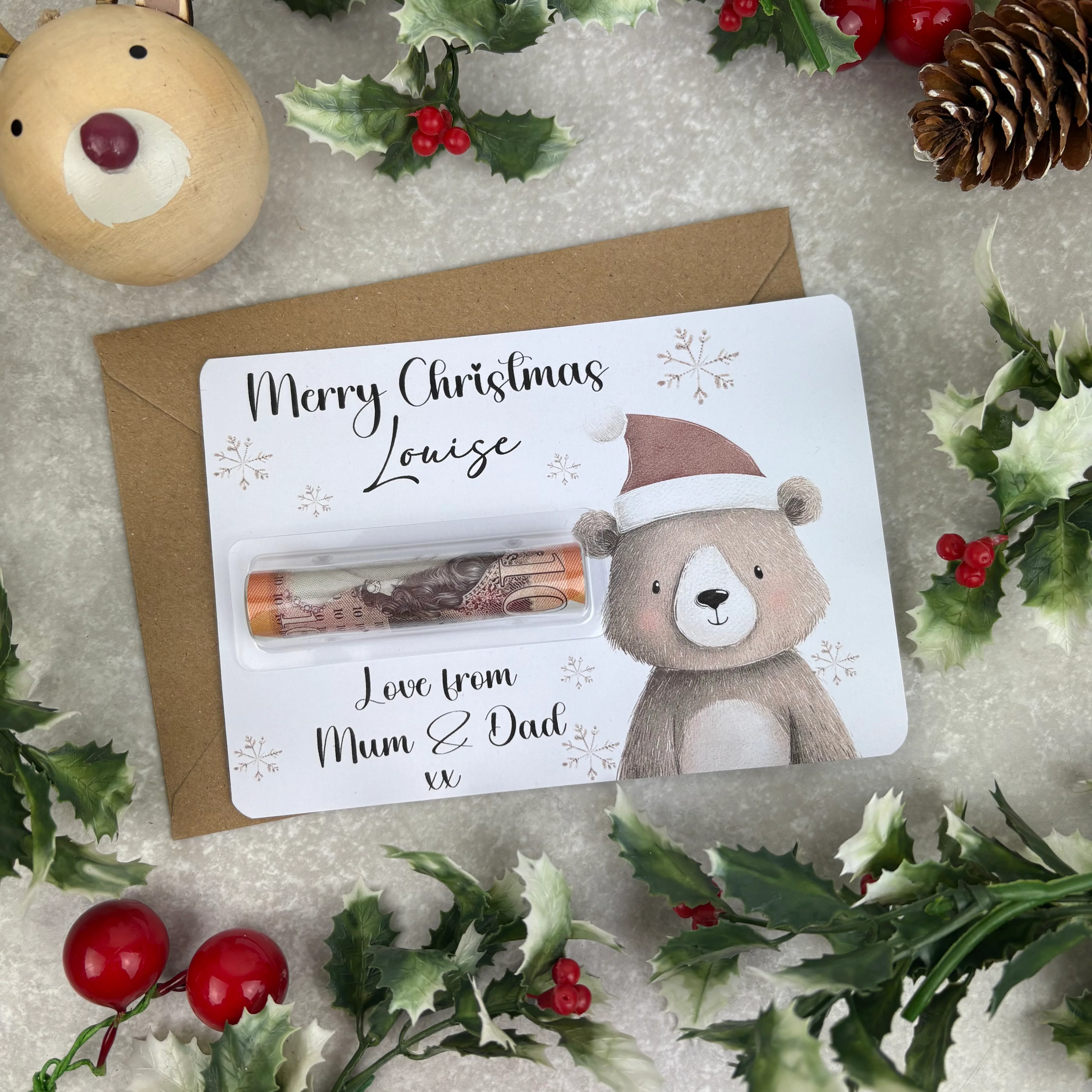 Personalised Christmas Cash Holder - Festive Friends