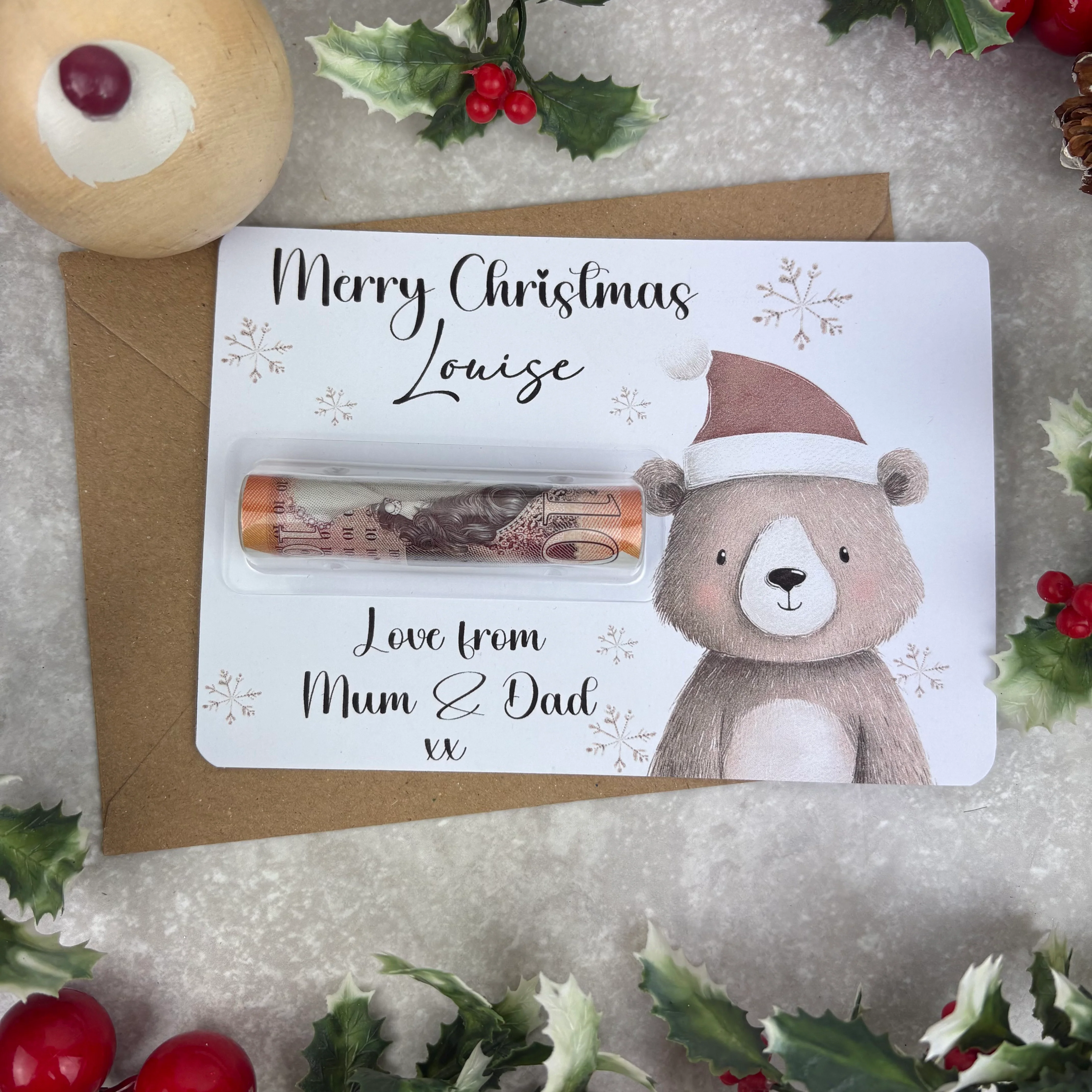 Personalised Christmas Cash Holder - Festive Friends - Image 2