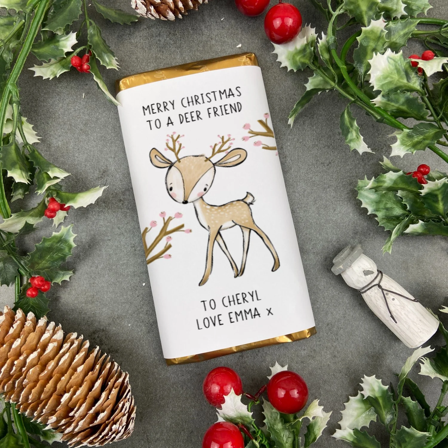 Personalised Christmas Chocolate Bar - Deer Friend!