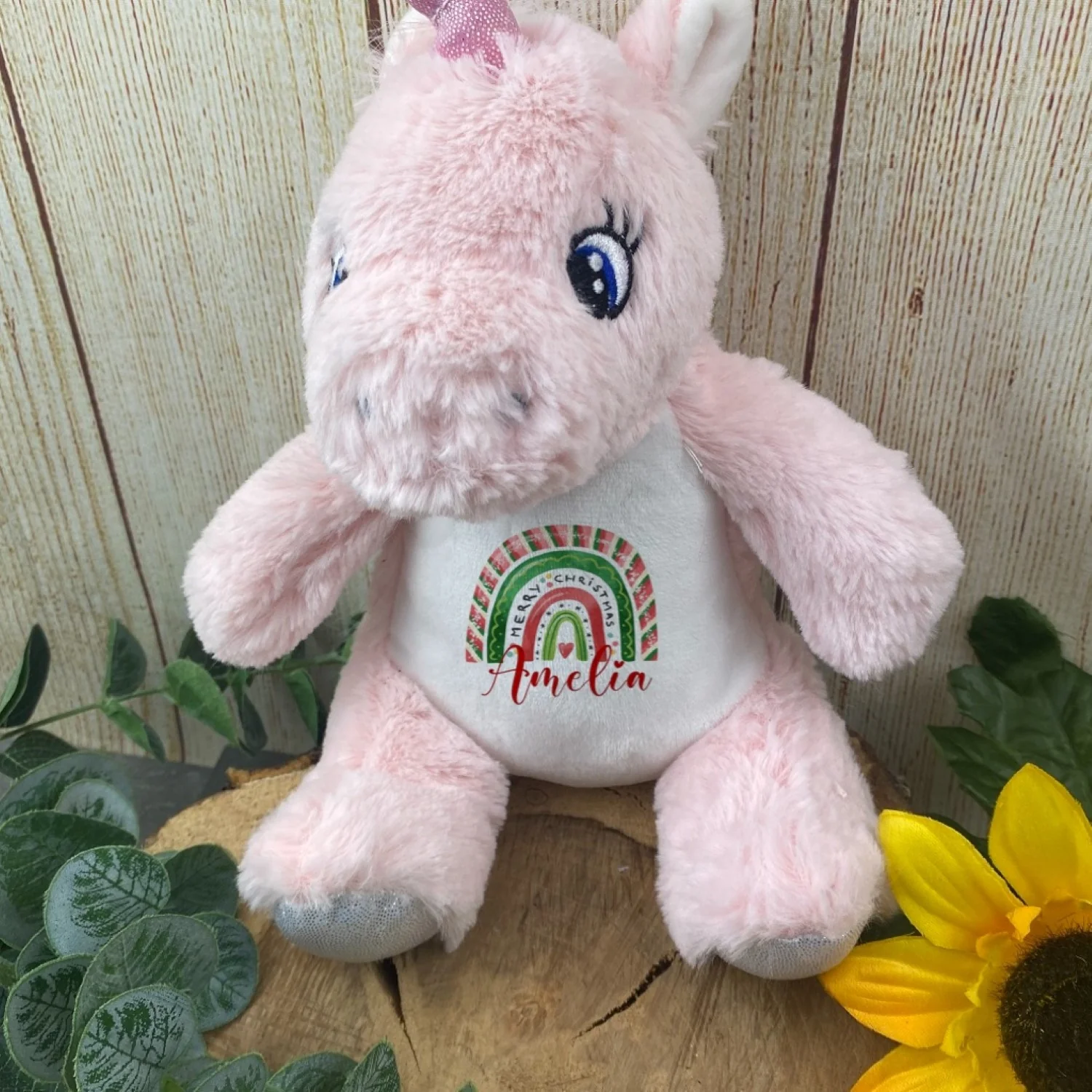 Personalised Christmas Teddy - Pink Unicorn - Image 3