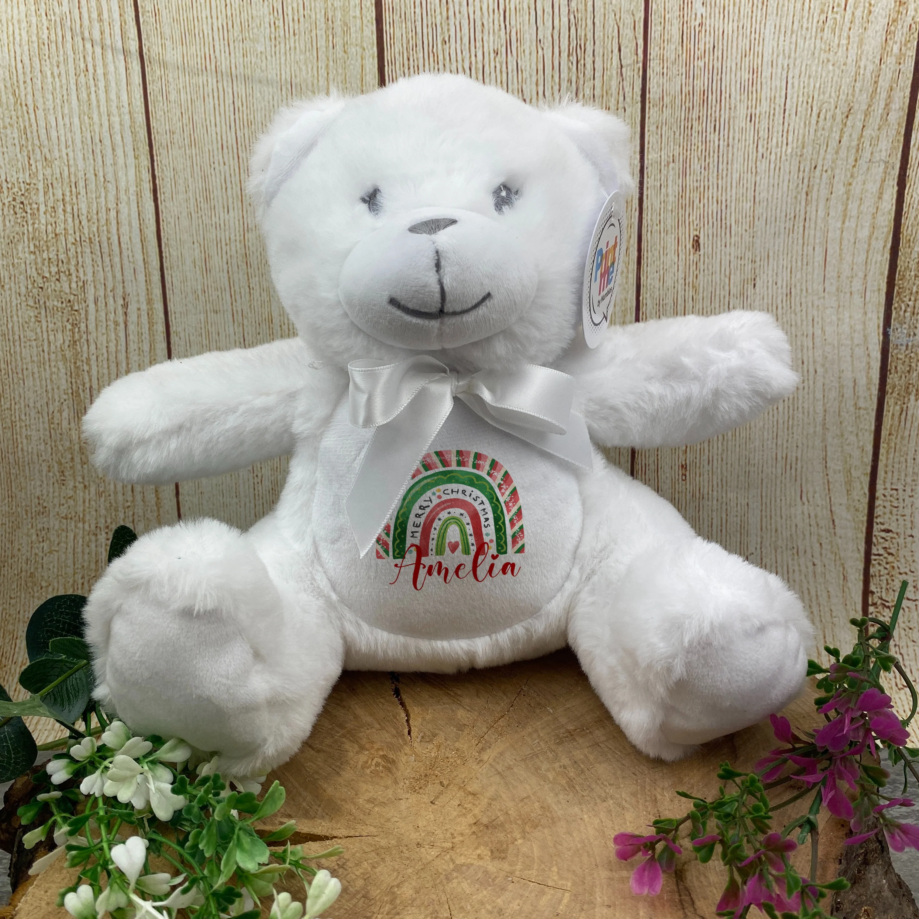 Personalised Christmas Teddy - White Bear - Image 5