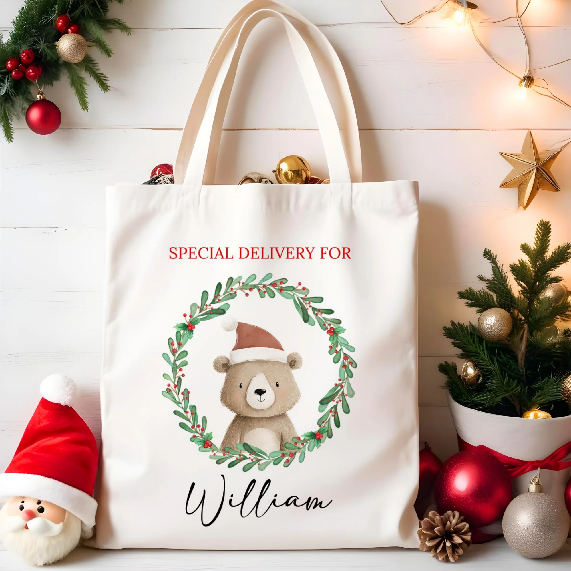 Personalised Christmas  Festive Friends Tote Bag