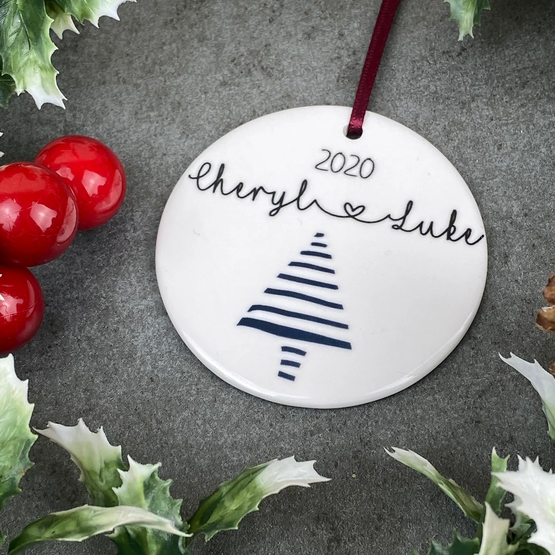 Personalised Couple Christmas Tree Hanging Decoration - Image 3