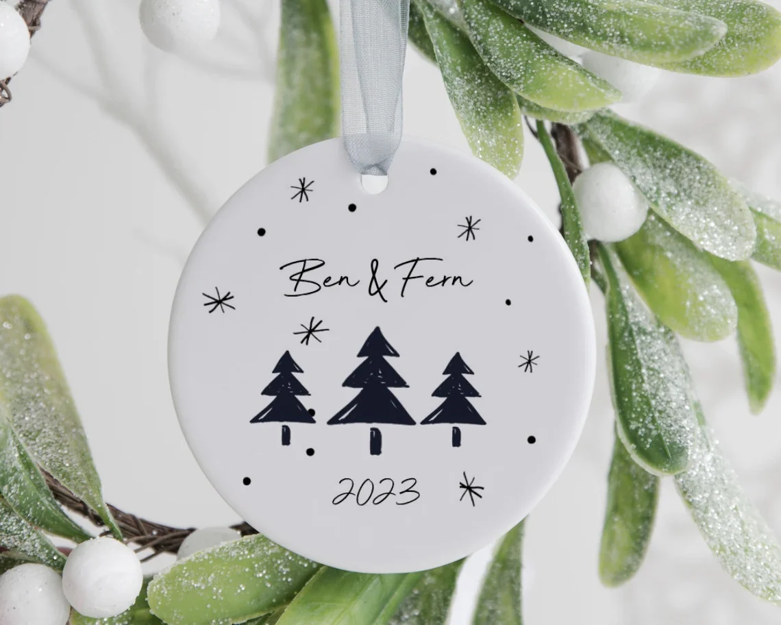 Personalised Couples Christmas Hanging Decoration