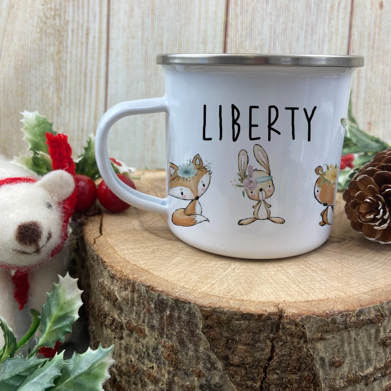 Personalised Cute Woodland Animals Enamel mug - Image 5