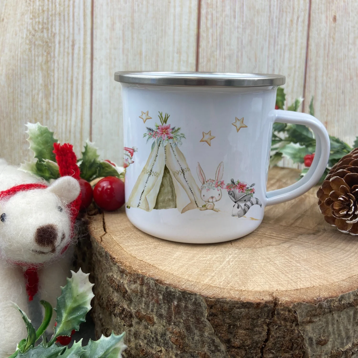 Personalised Cute Woodland Friends Enamel mug - Image 3