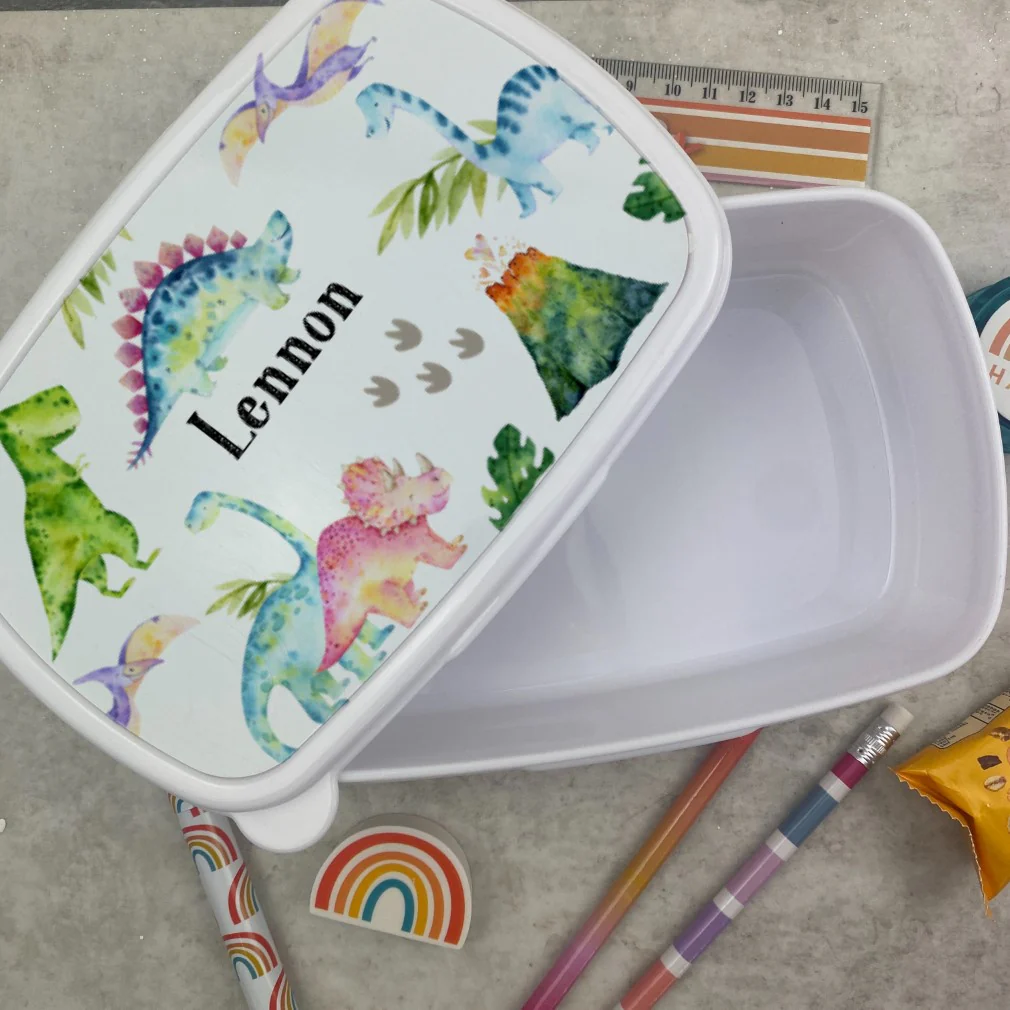 Personalised Dinosaur Lunchbox - White - Image 2