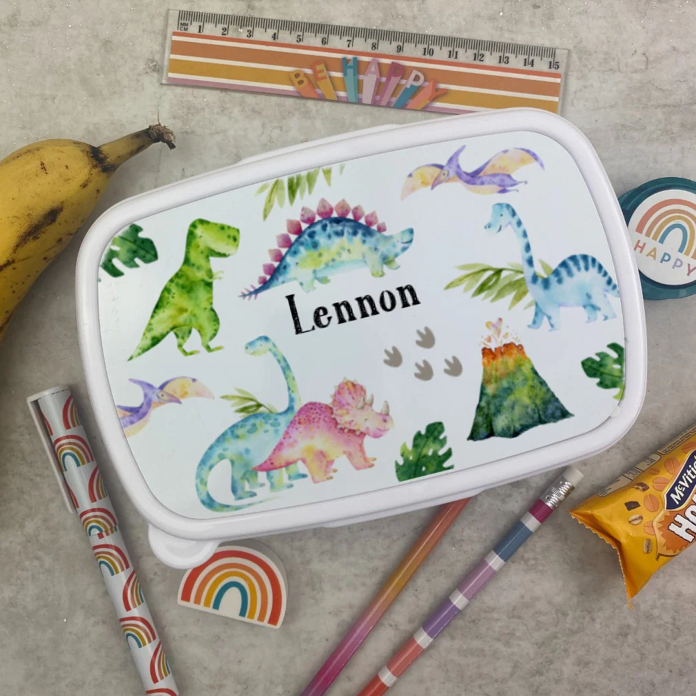 Personalised Dinosaur Lunchbox - White - Image 6
