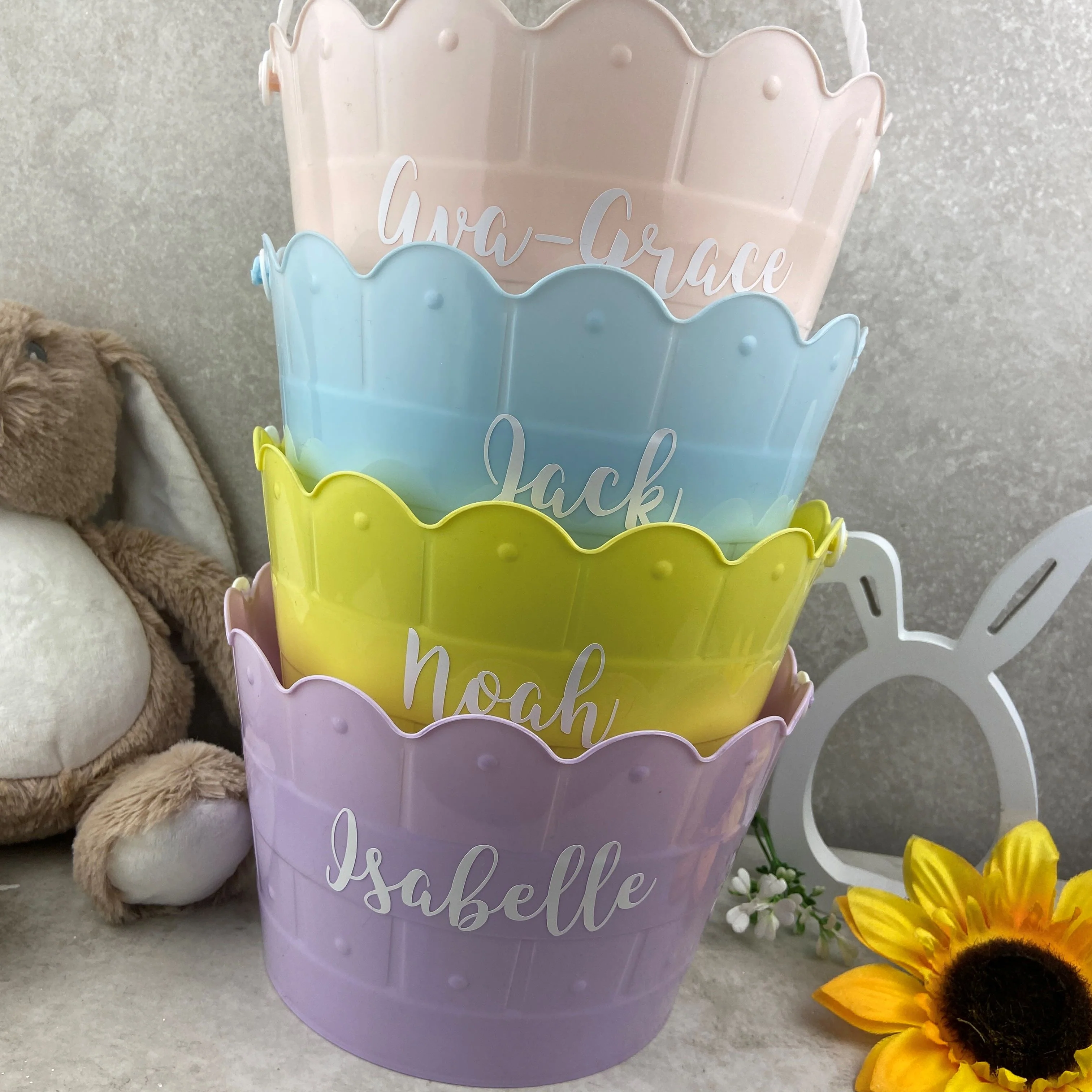 Personalised Easter Basket, 4 Colours Available - Blue, Pink, Purple and Yellow - Image 3