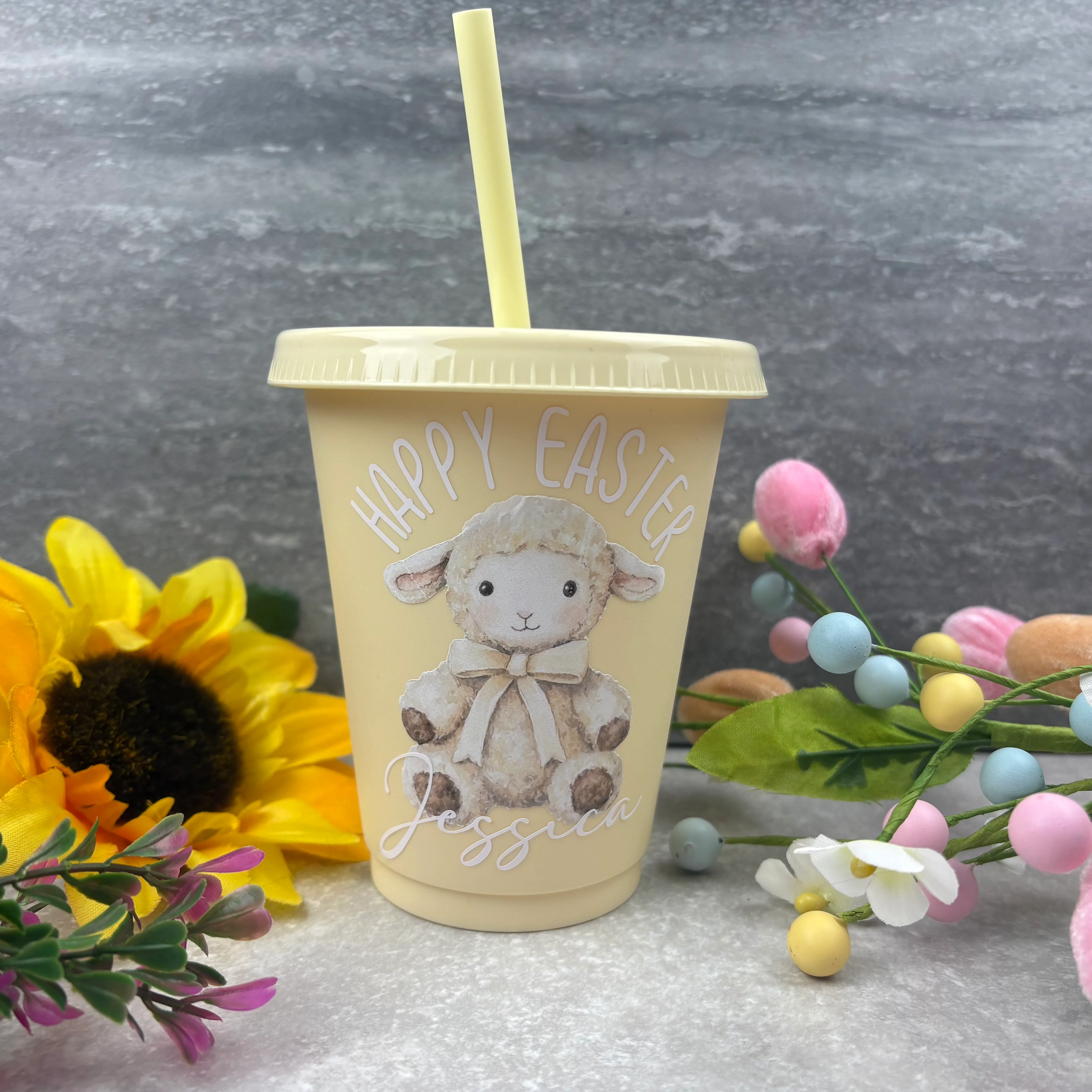 Personalised Easter Lamb Cold Cup with Straw