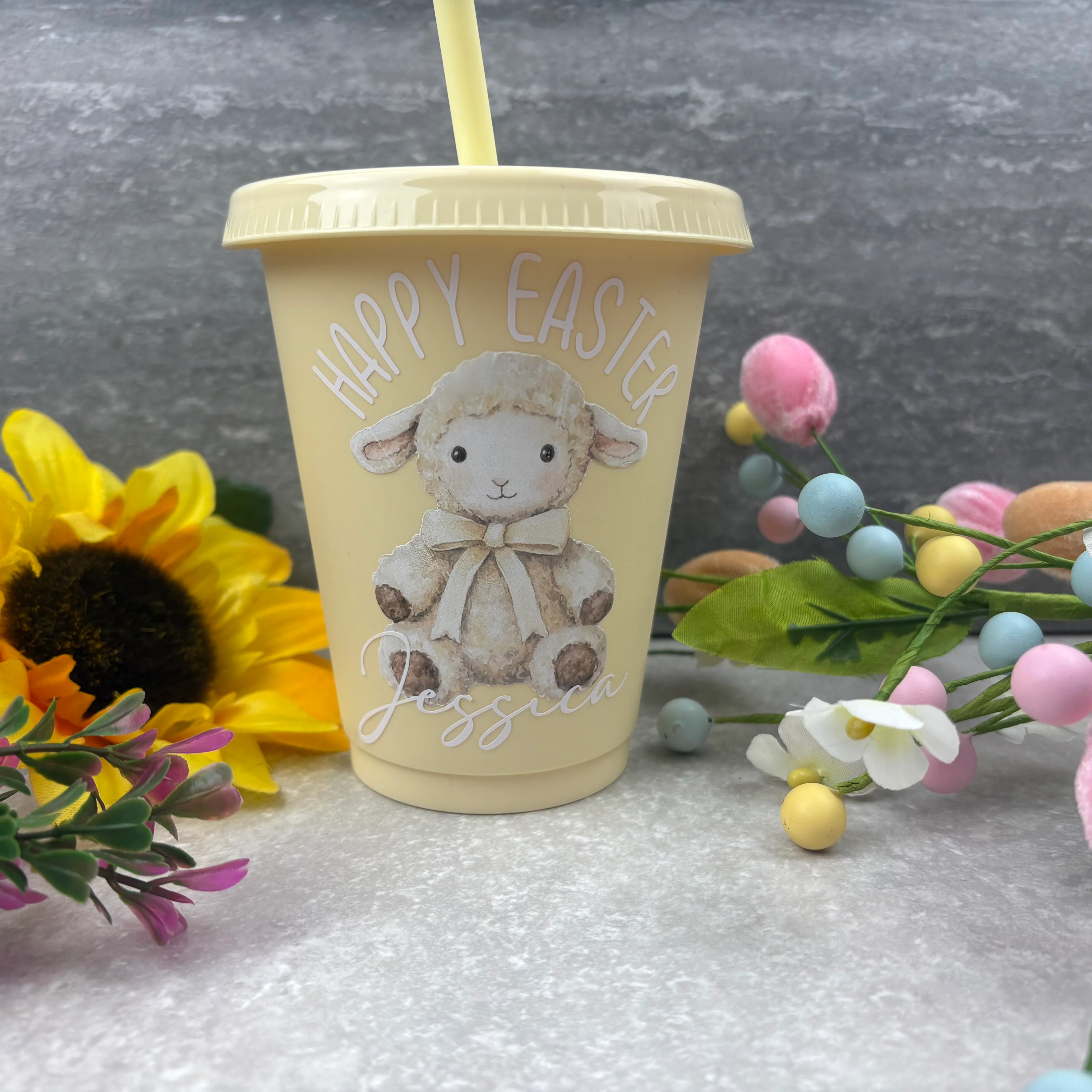 Personalised Easter Lamb Cold Cup with Straw - Image 4