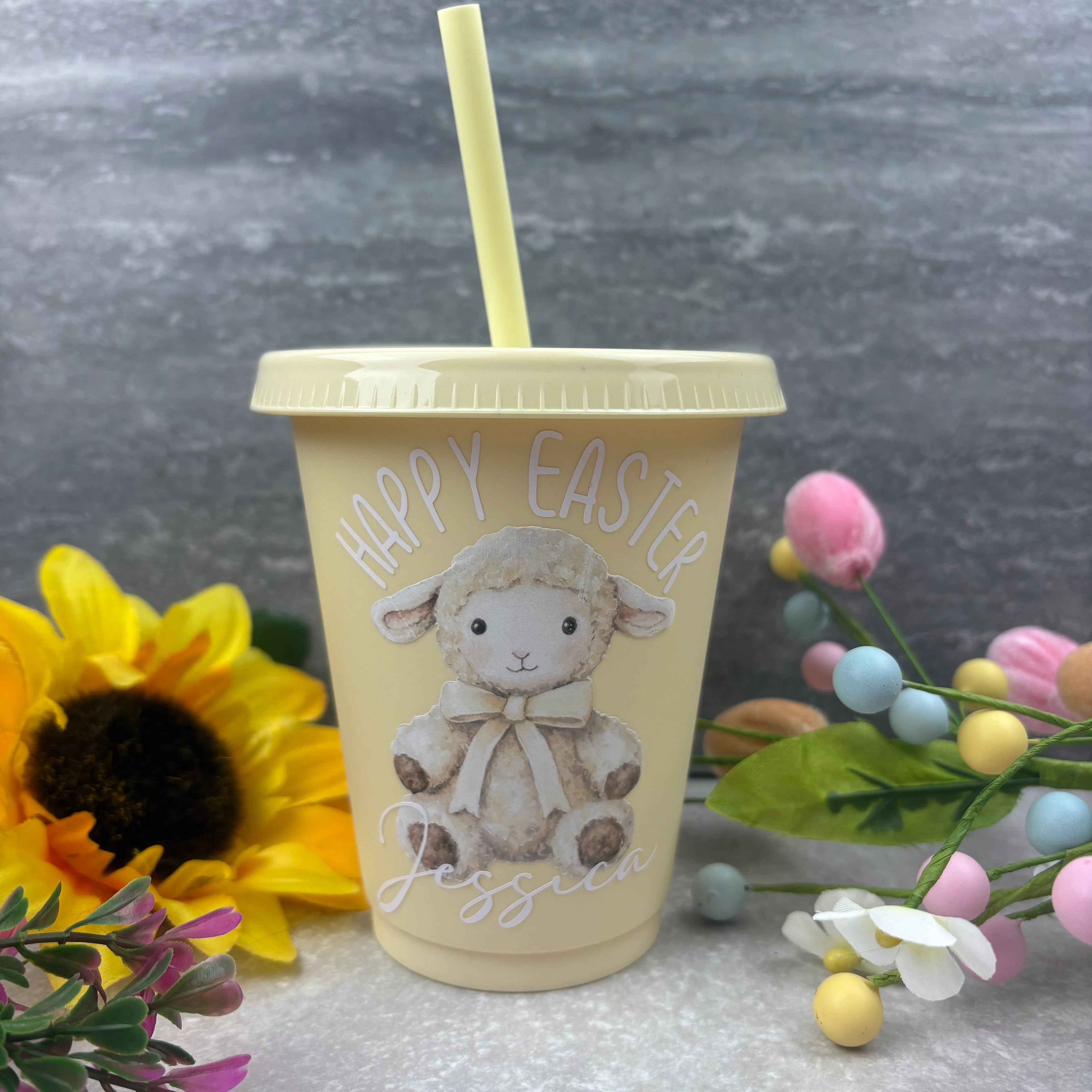 Personalised Easter Lamb Cold Cup with Straw - Image 5
