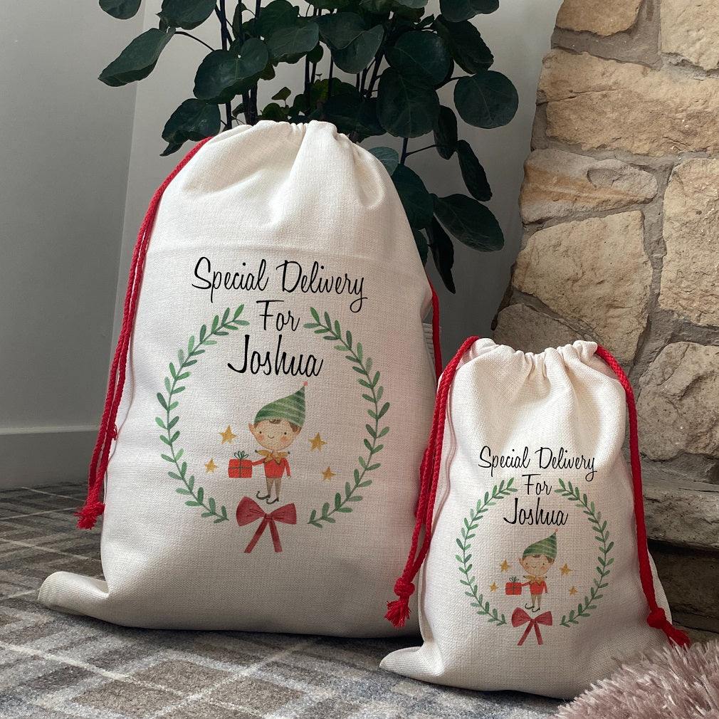 Personalised Elf Boy Santa Sack - Image 2