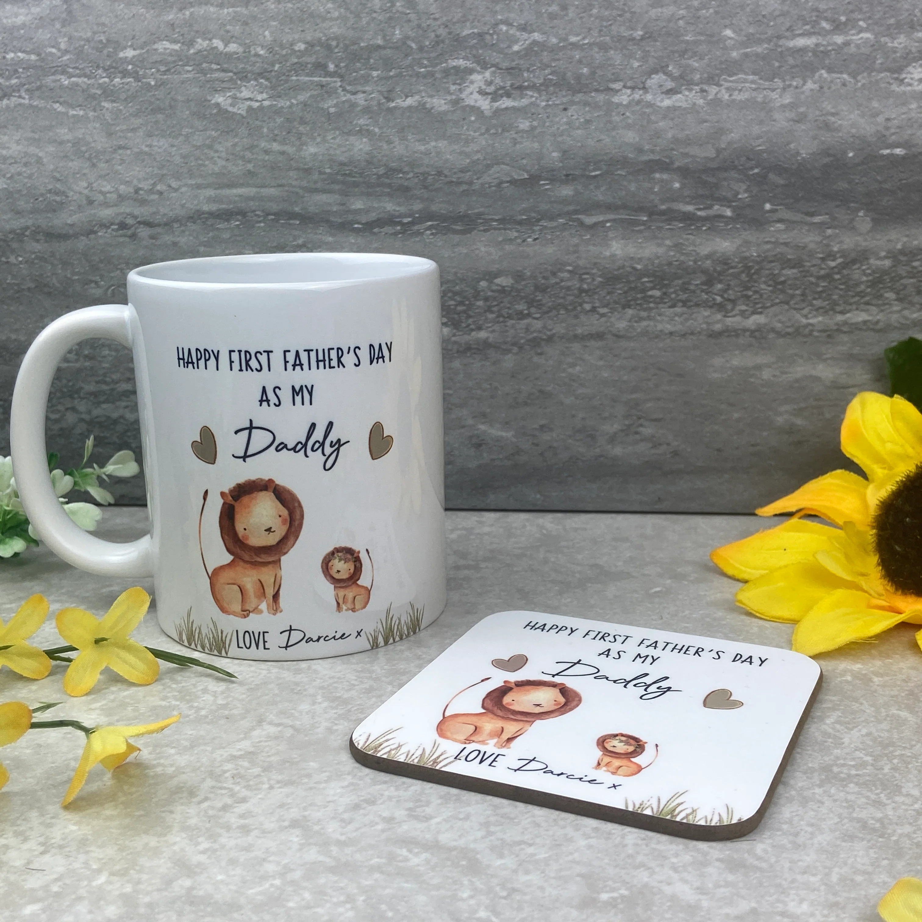 Personalised Father's Day Gift - Lion Mug and Coaster - Image 4