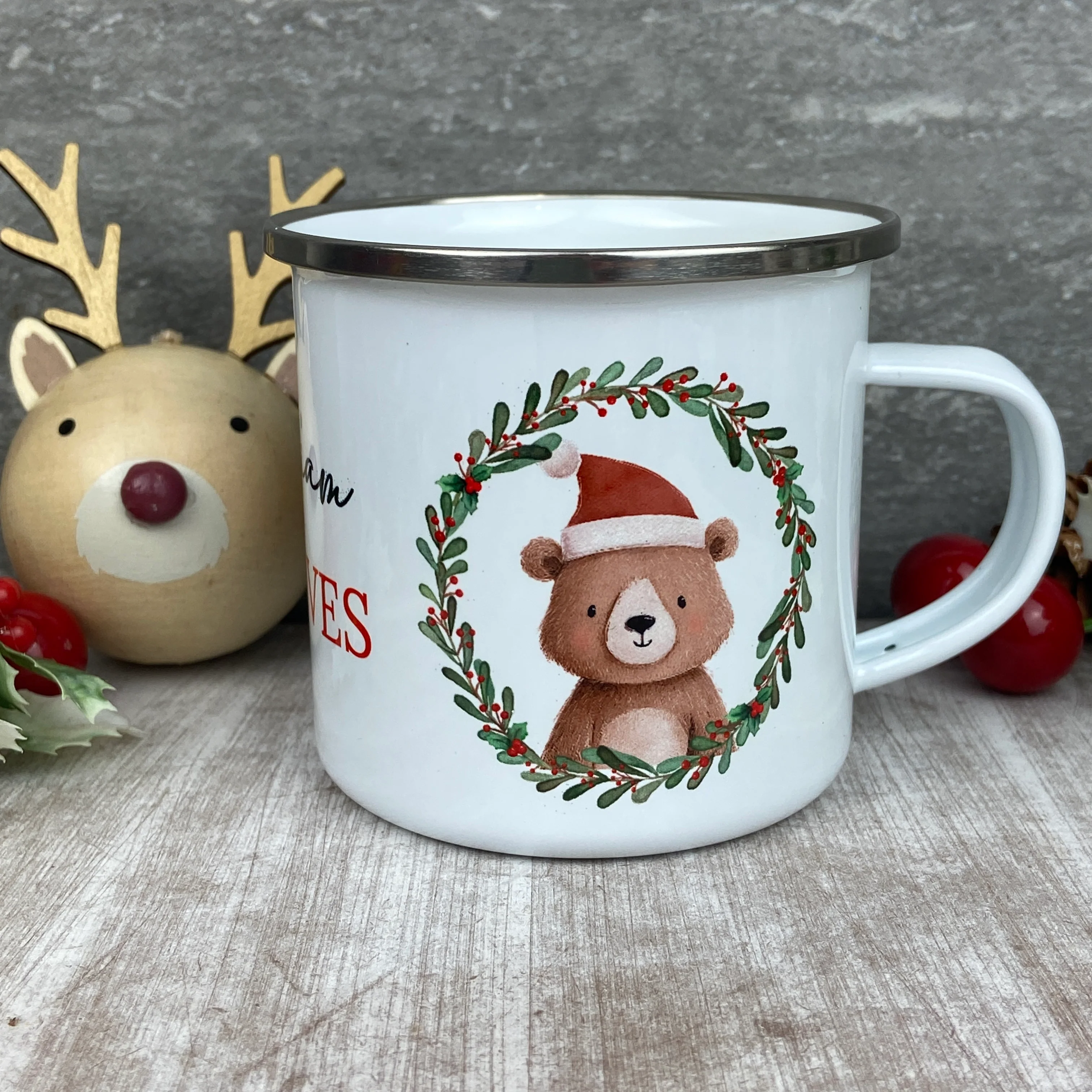 Personalised Festive Friends 'Believe' Enamel Mug - Image 12