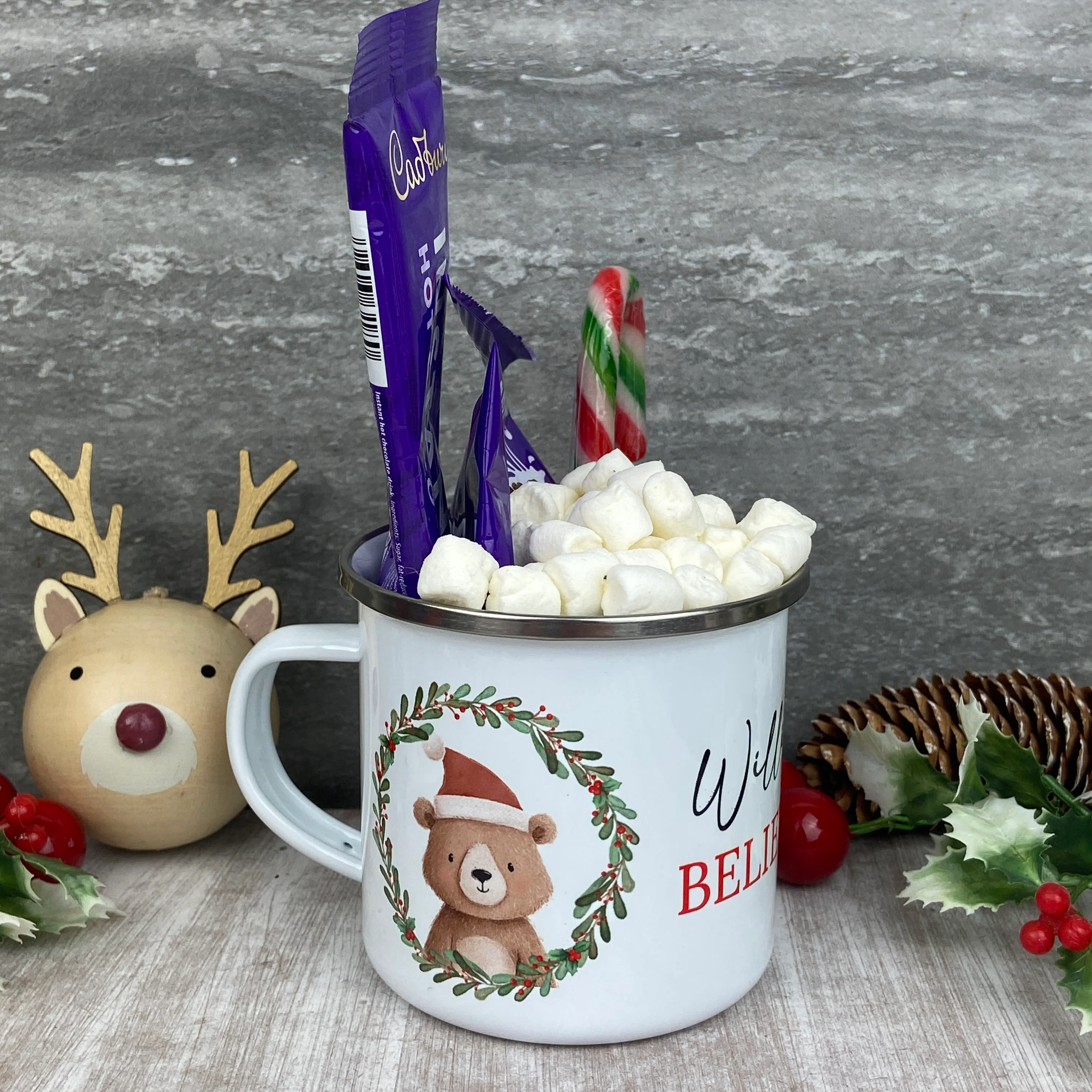 Personalised Festive Friends 'Believe' Enamel Mug - Image 16