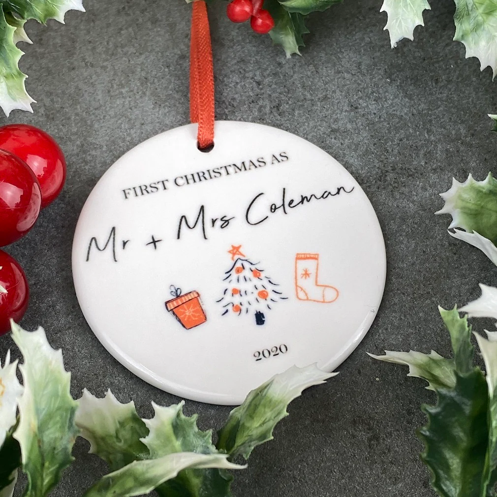 Personalised First Christmas As Mr & Mrs Hanging Decoration - Image 10