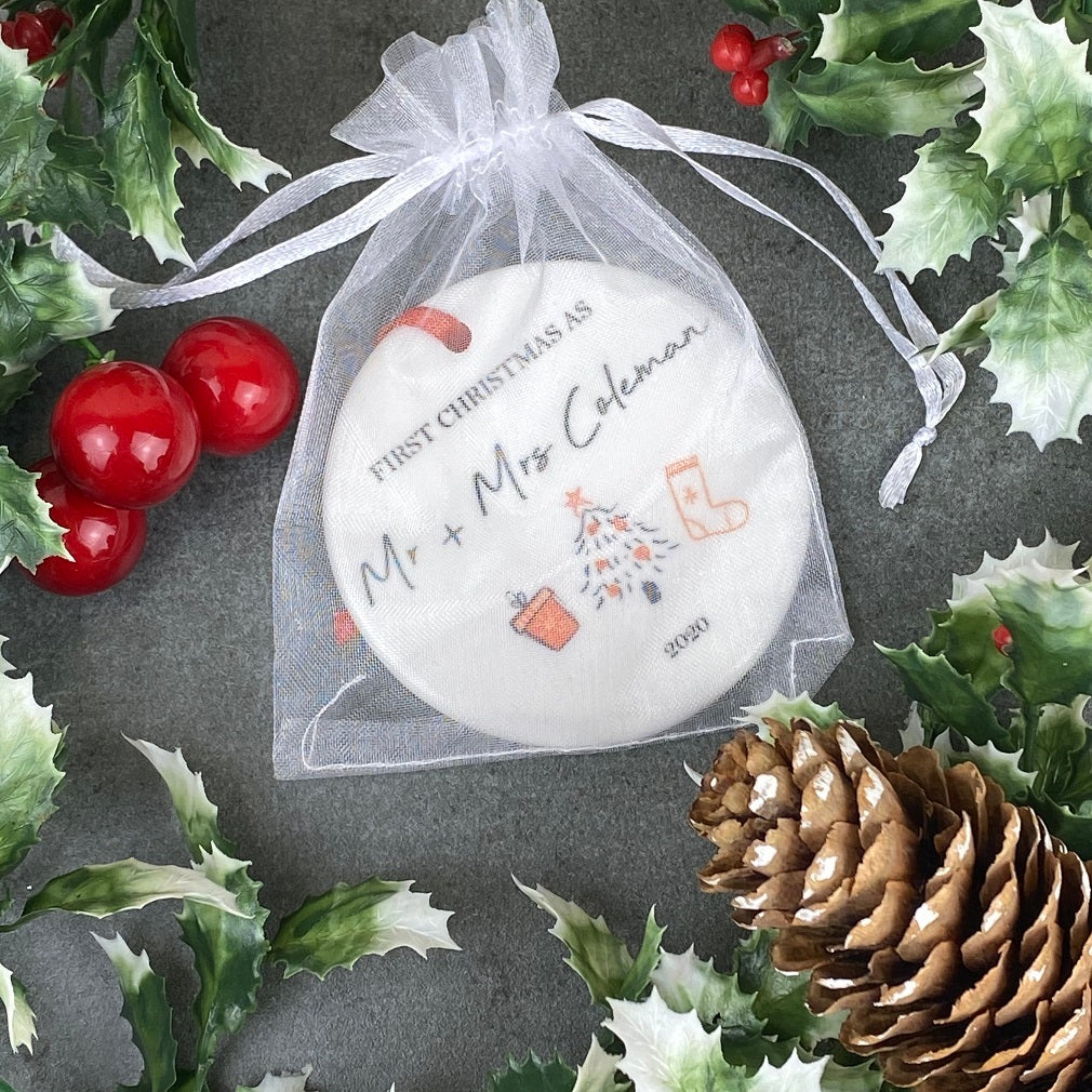 Personalised First Christmas As Mr & Mrs Hanging Decoration - Image 4