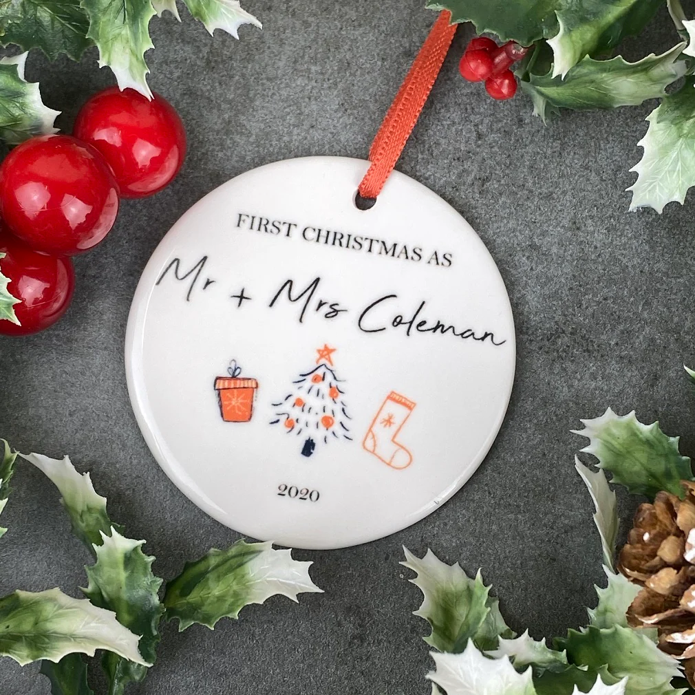 Personalised First Christmas As Mr & Mrs Hanging Decoration - Image 6