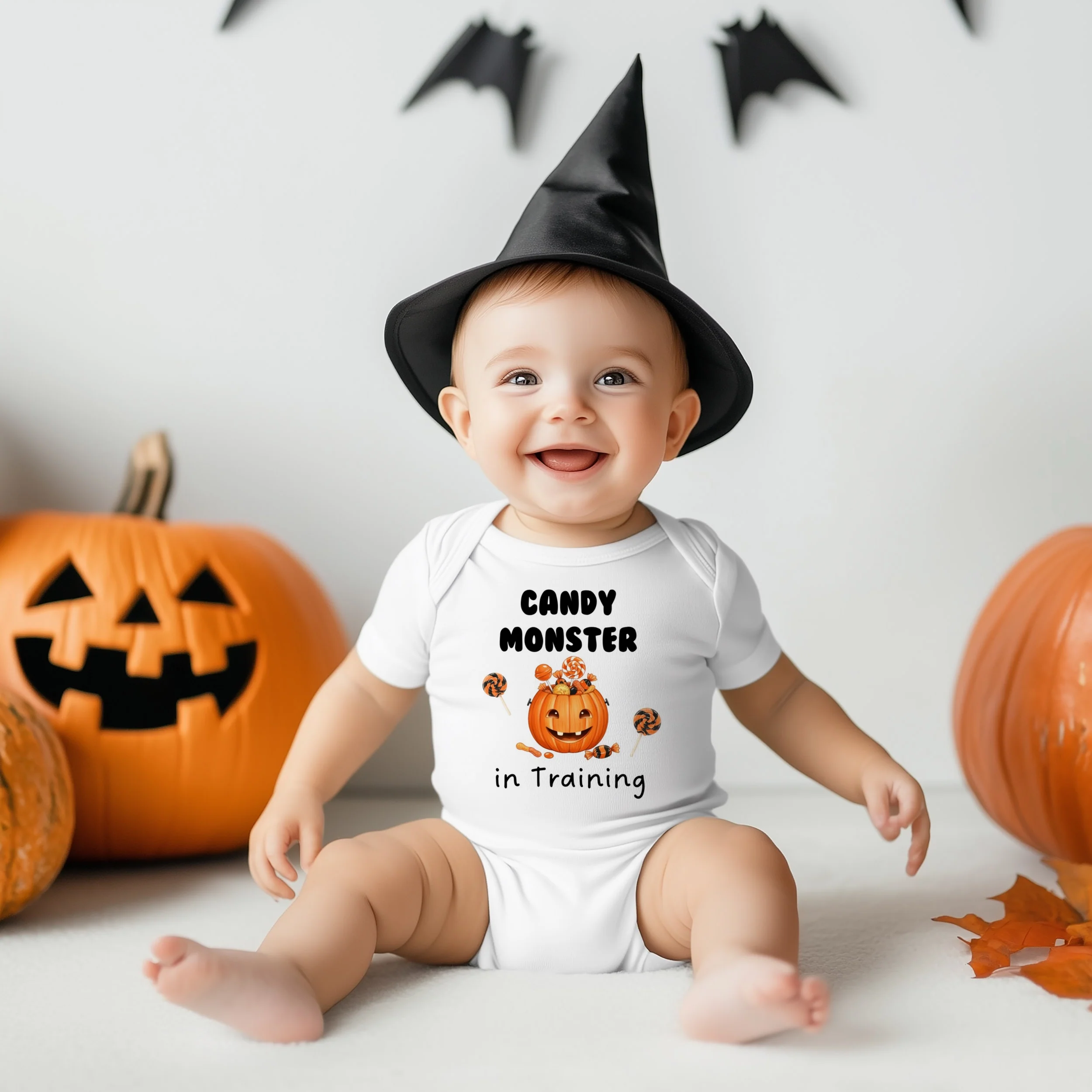 Baby Halloween Outfit and Bib Set – Candy Monster in Training