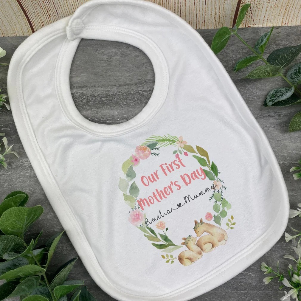 Personalised First Mothers Day Llama Baby Vest and Bib - Image 6