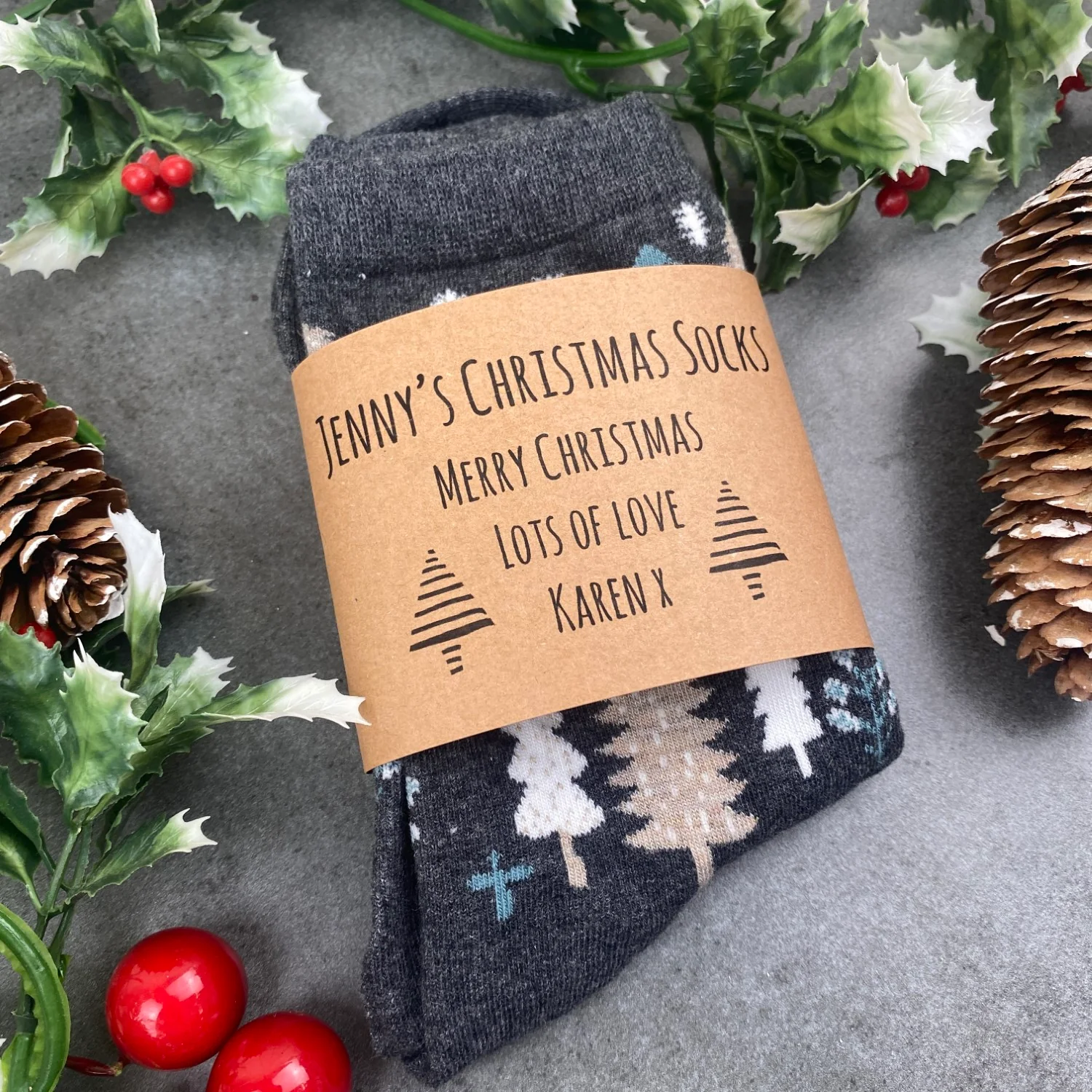 Personalised Fox Woodland Christmas Socks - Image 7