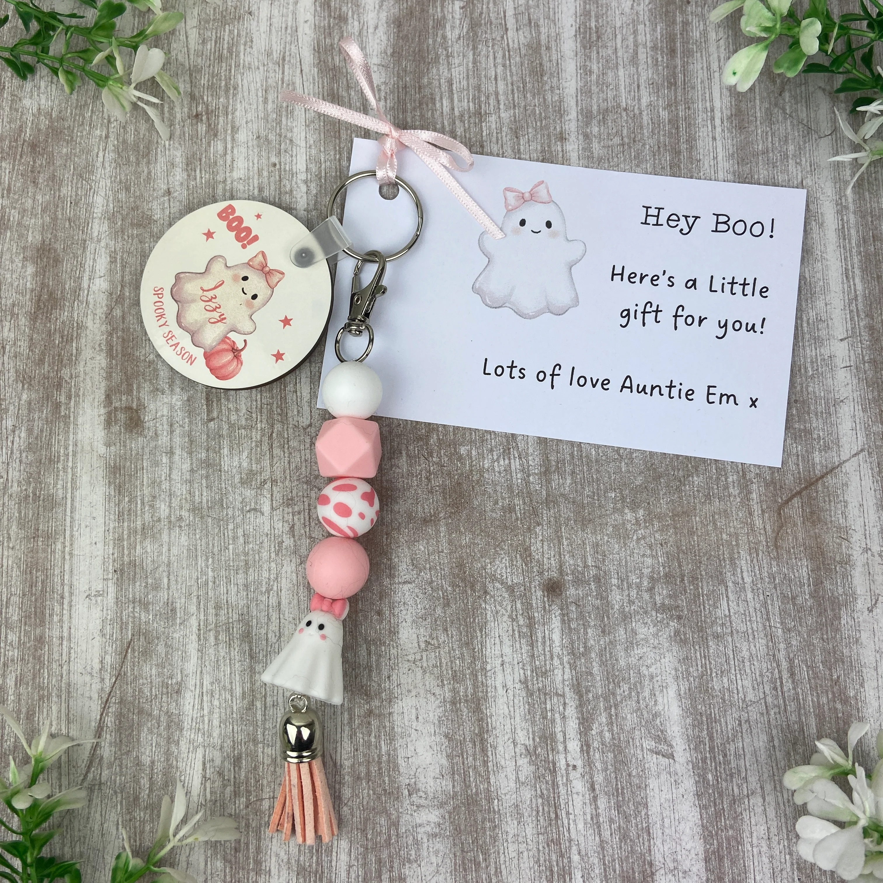 Personalised Pink Ghost Keychain - Image 3