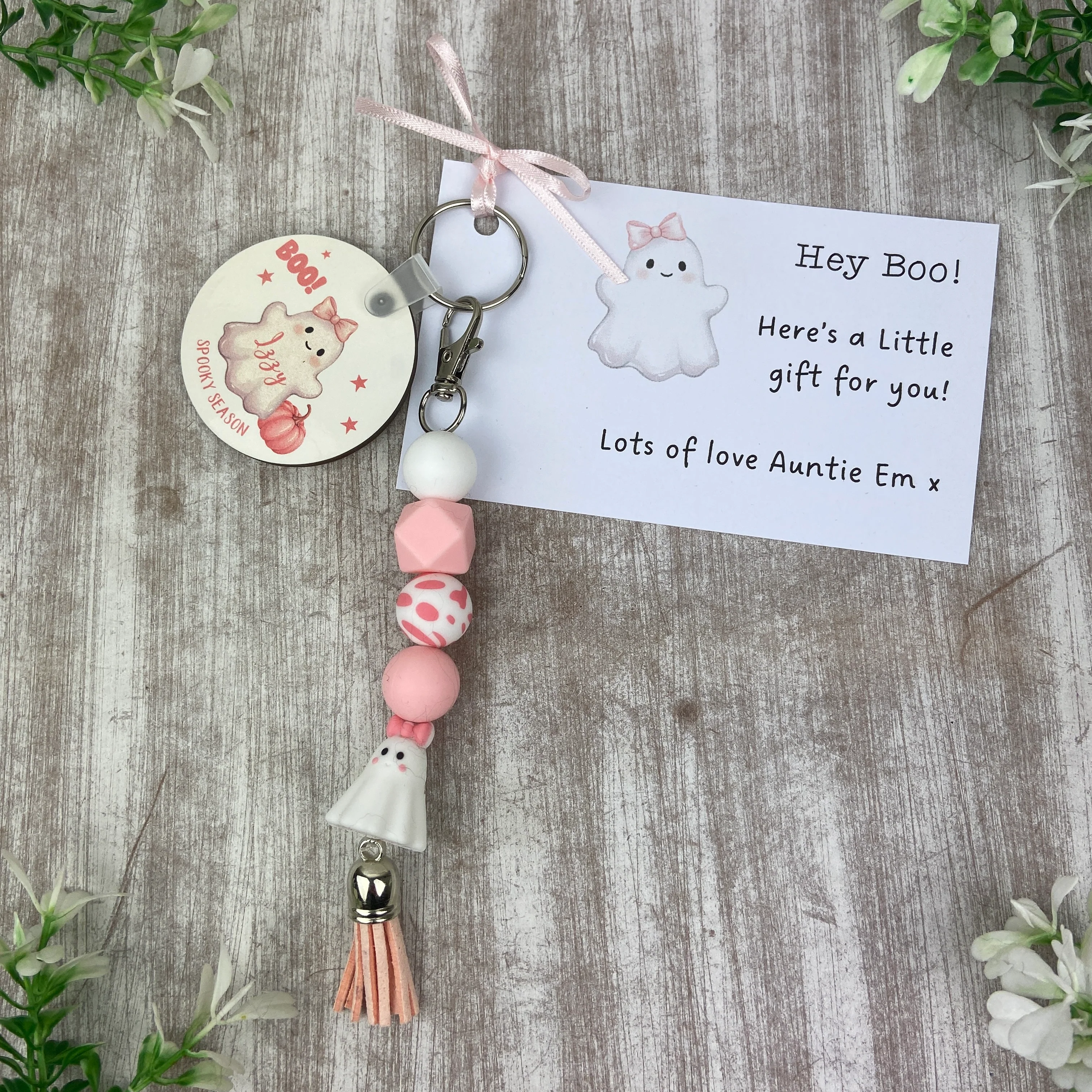 Personalised Pink Ghost Keychain - Image 4