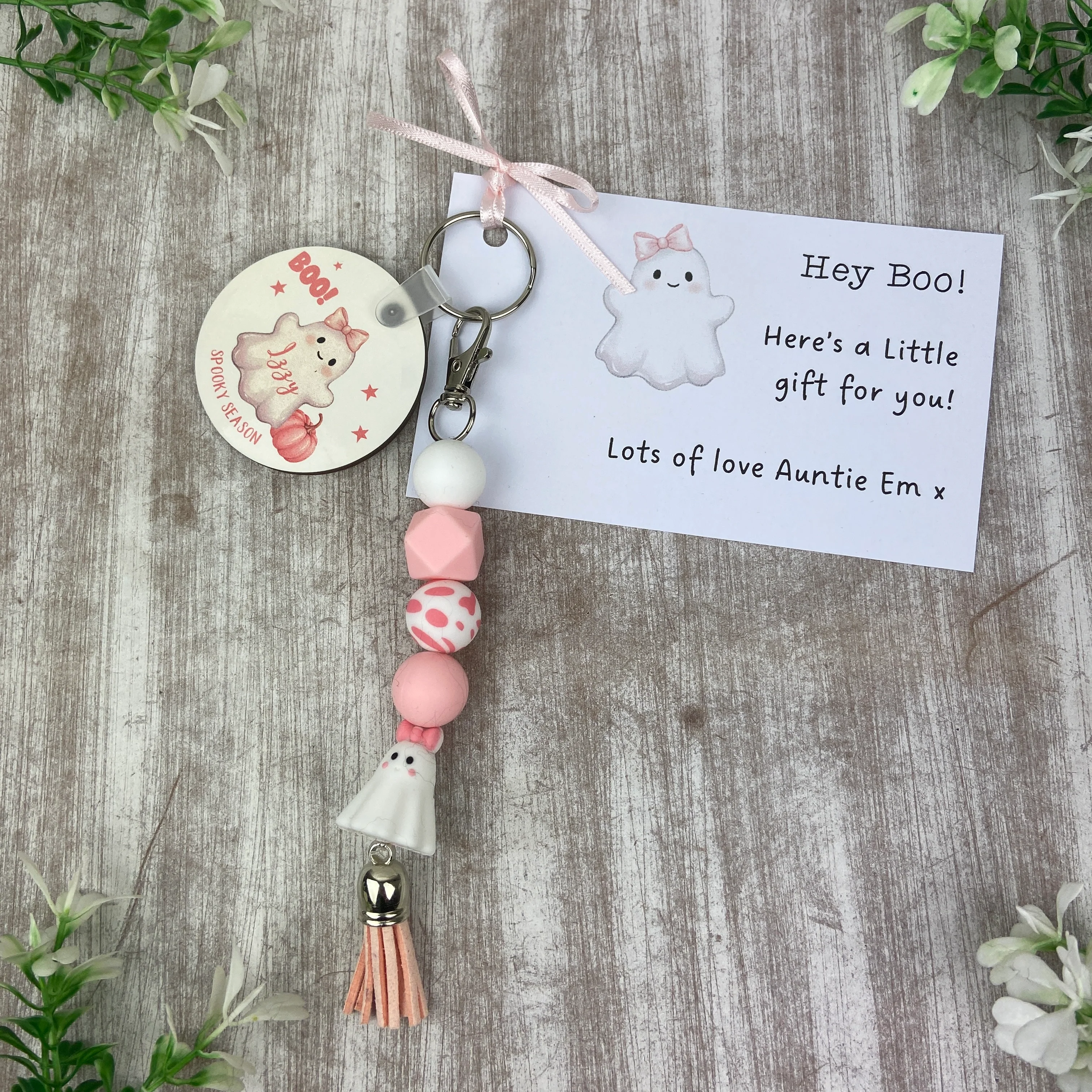 Personalised Pink Ghost Keychain - Image 5