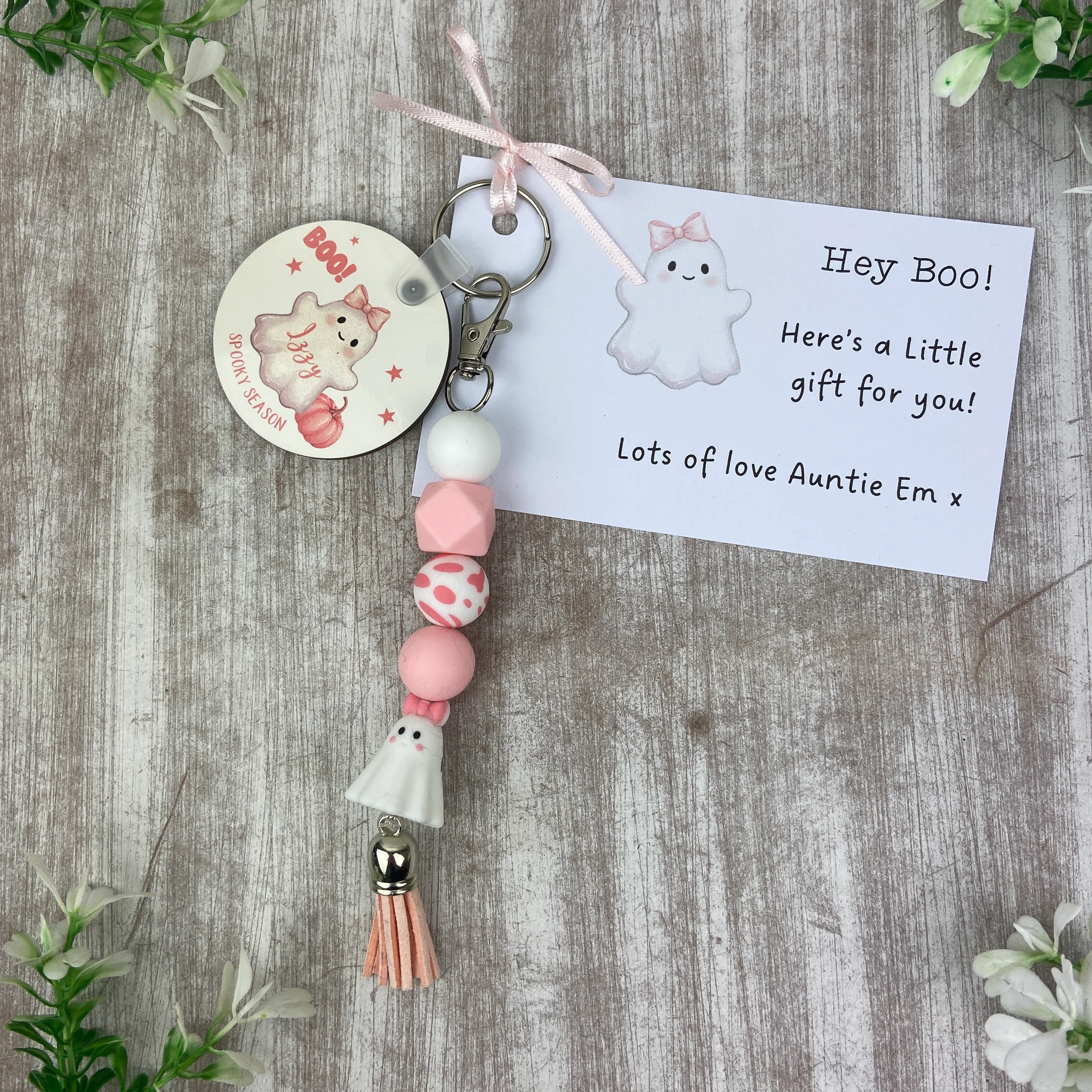 Personalised Pink Ghost Keychain - Image 7
