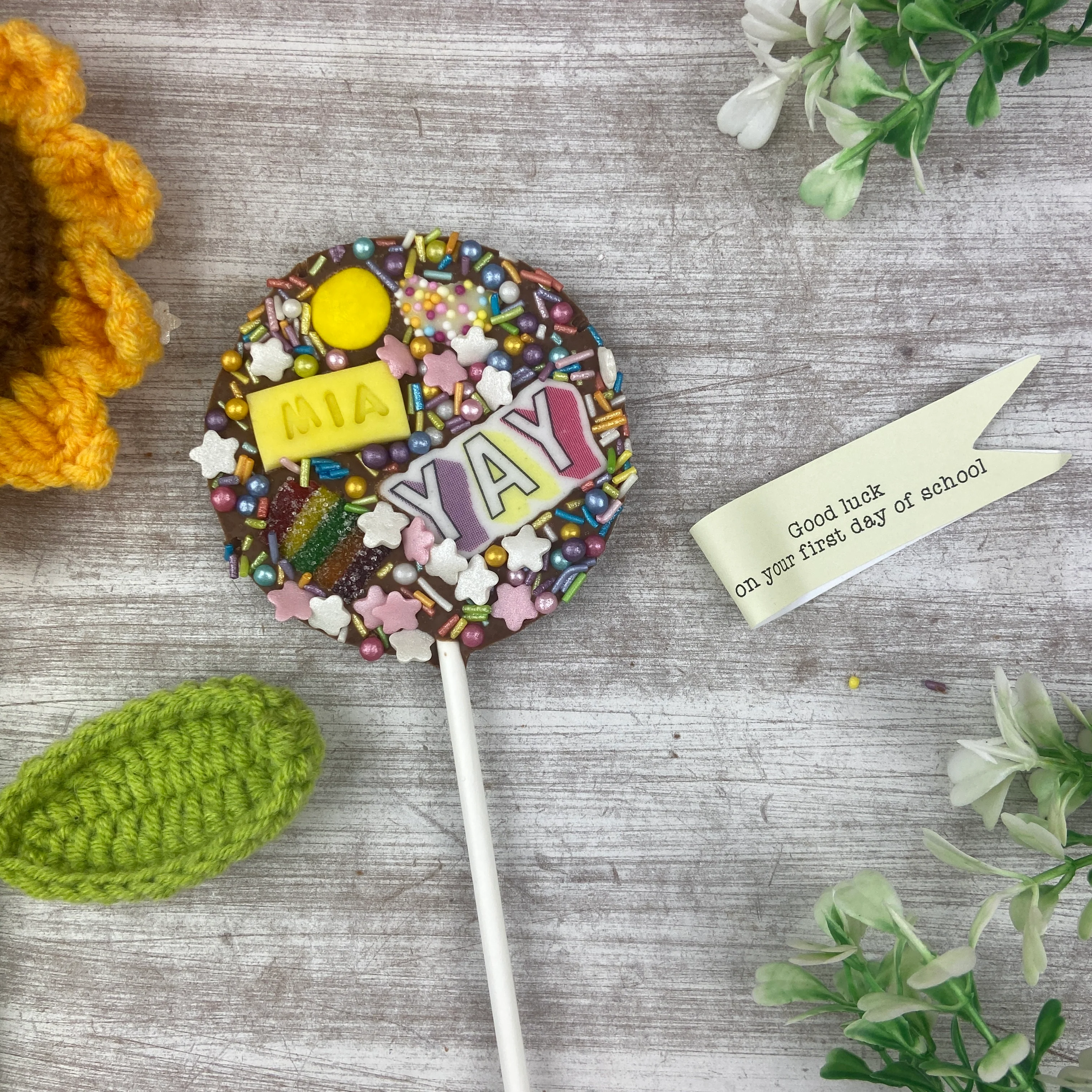 Personalised Good Luck On Your First Day In School Belgian Chocolate Lollipop - Image 8