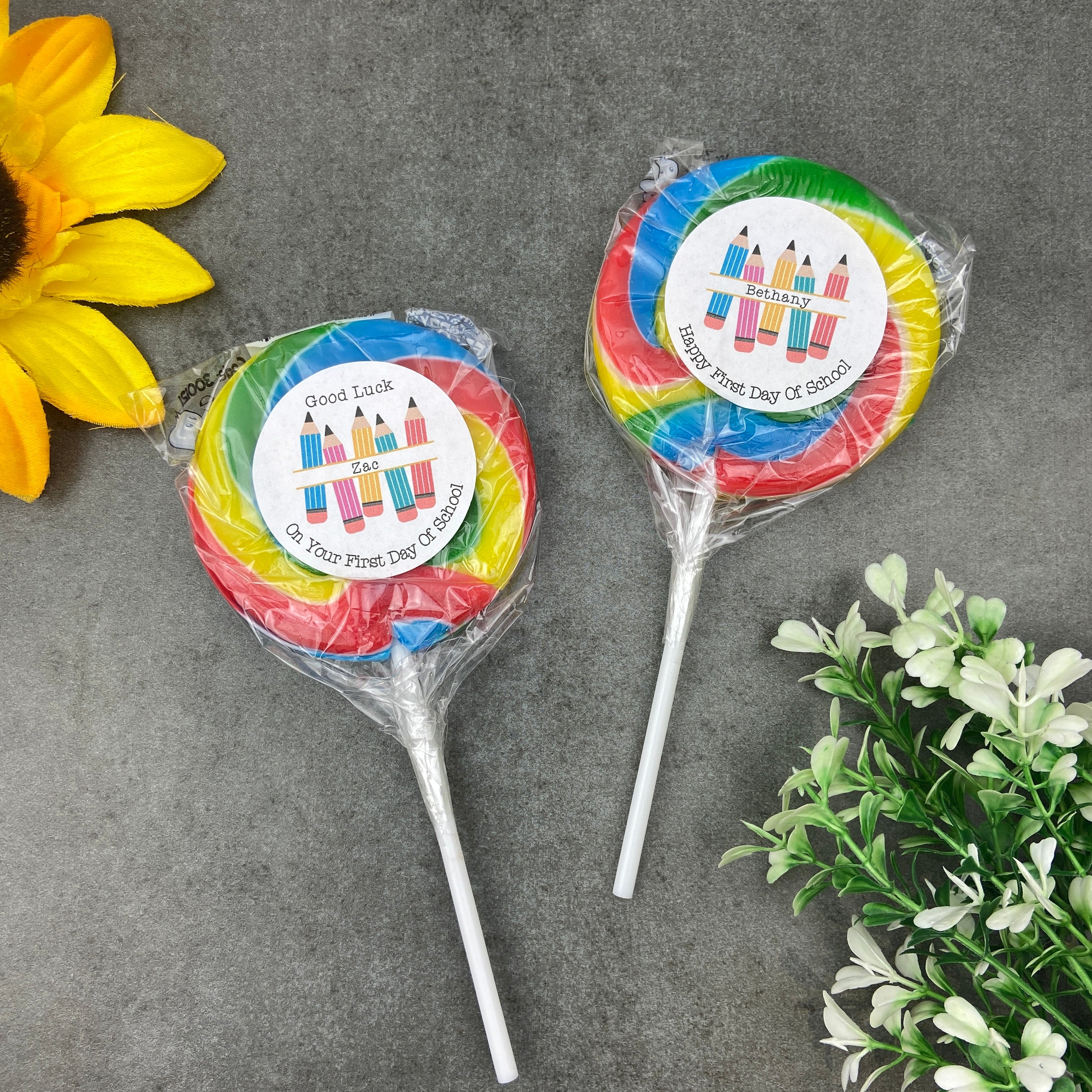 Personalised Good Luck On Your First Day In School Giant Rainbow Lollipop - Image 2