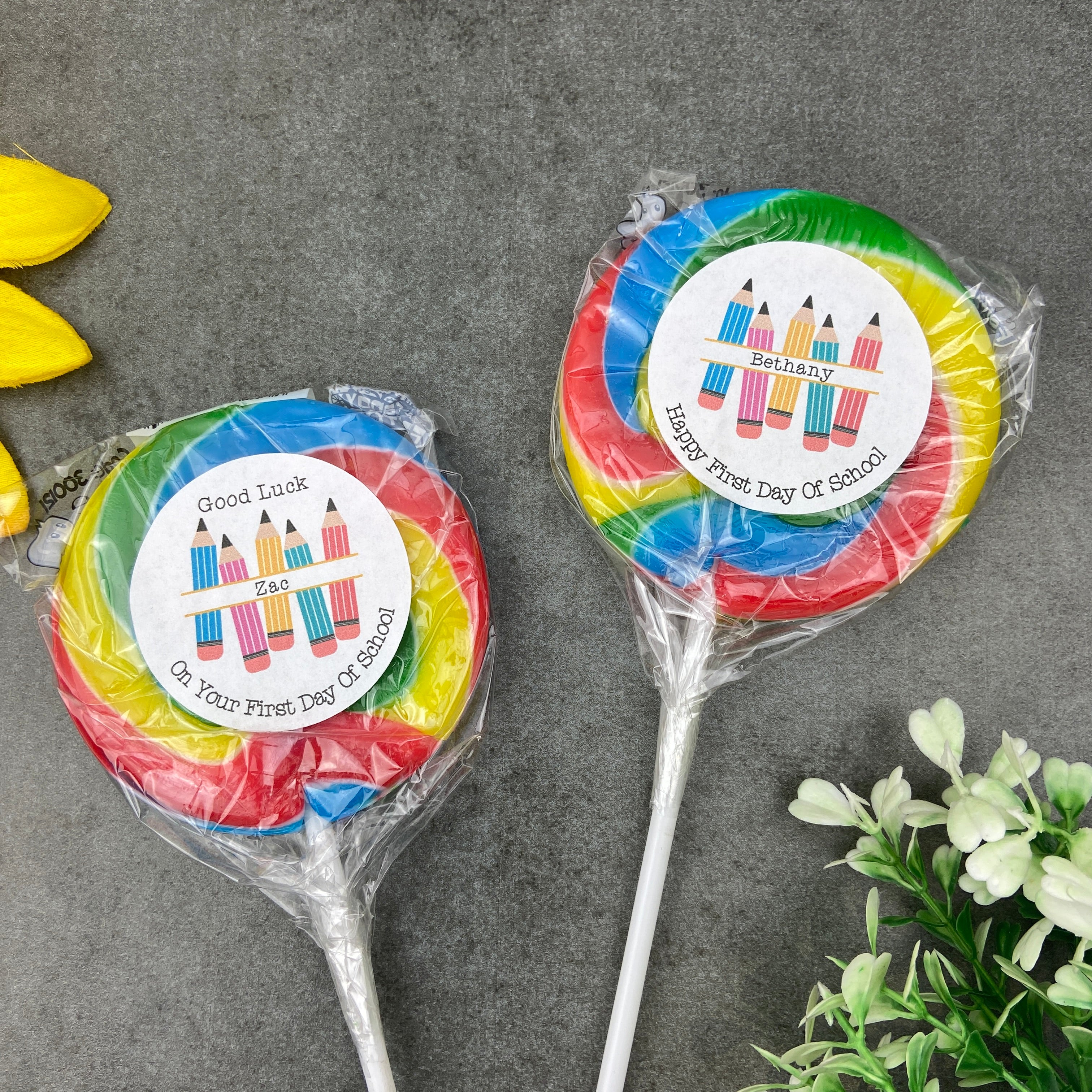 Personalised Good Luck On Your First Day In School Giant Rainbow Lollipop - Image 3