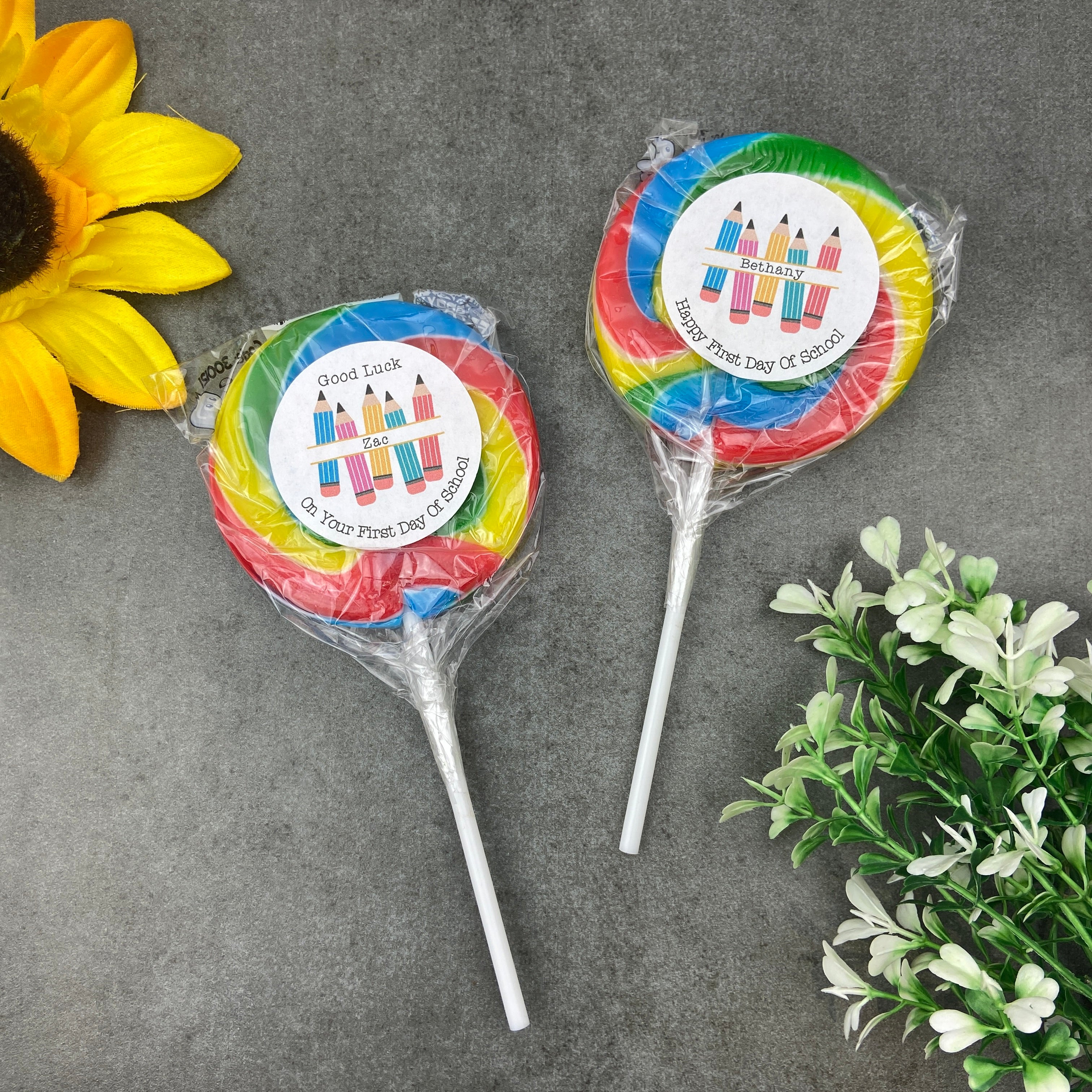 Personalised Good Luck On Your First Day In School Giant Rainbow Lollipop - Image 4
