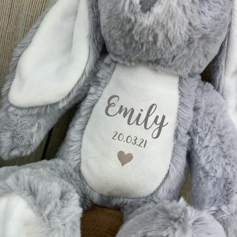 Personalised Grey Bunny Rabbit Soft Toy - Image 8