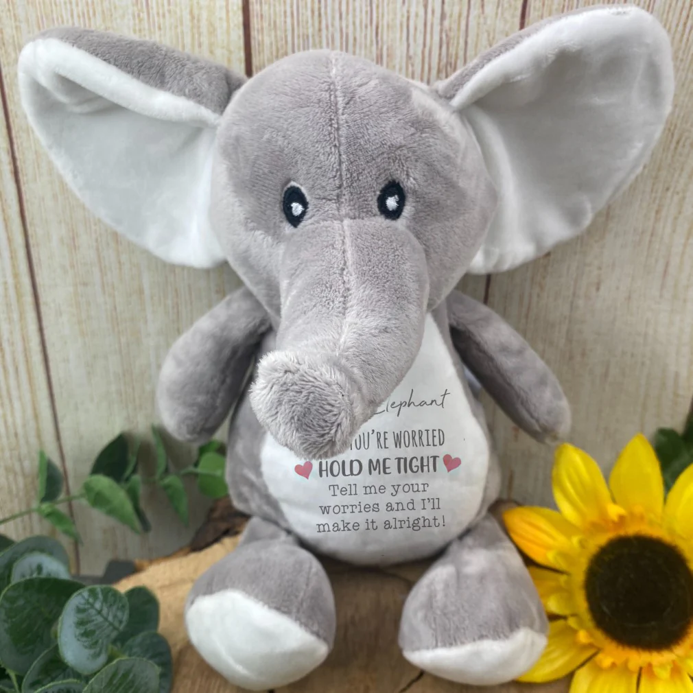 Personalised Grey Worry Elephant Soft Toy - Image 10