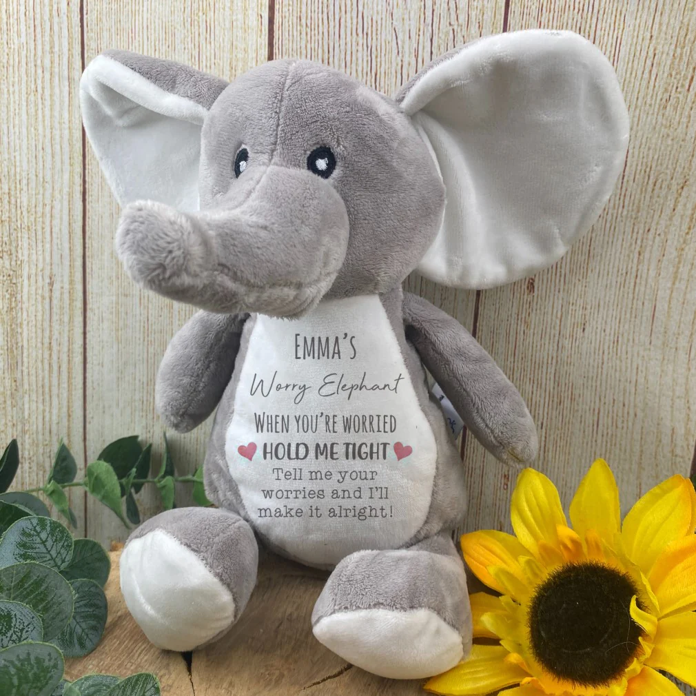 Personalised Grey Worry Elephant Soft Toy - Image 33