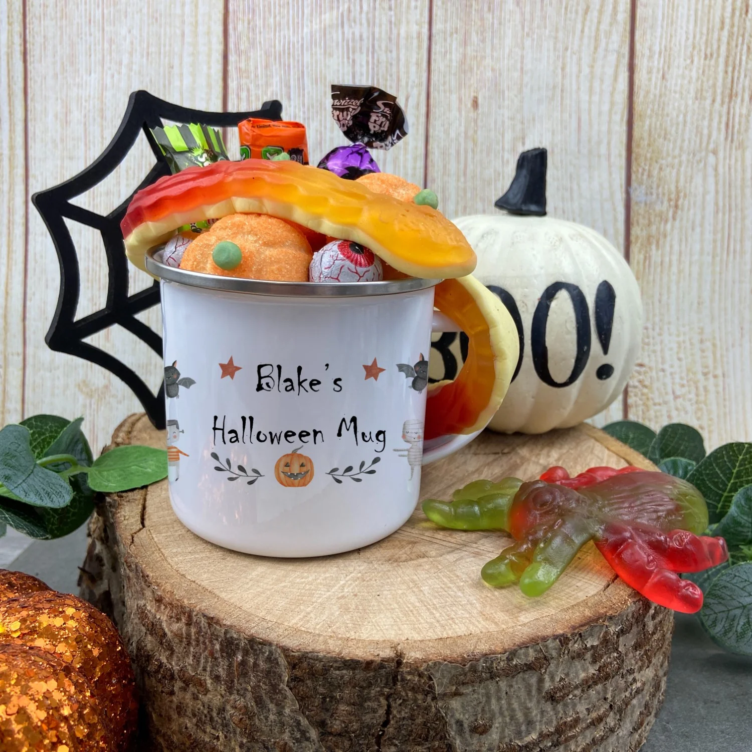 Personalised 'Name' Halloween Enamel Mug - Image 4