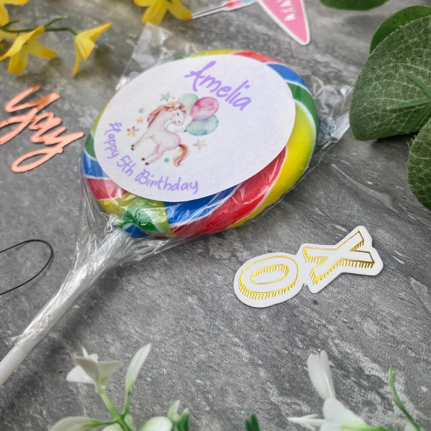 Personalised 'Happy Birthday' Unicorn Lollipop - Image 2