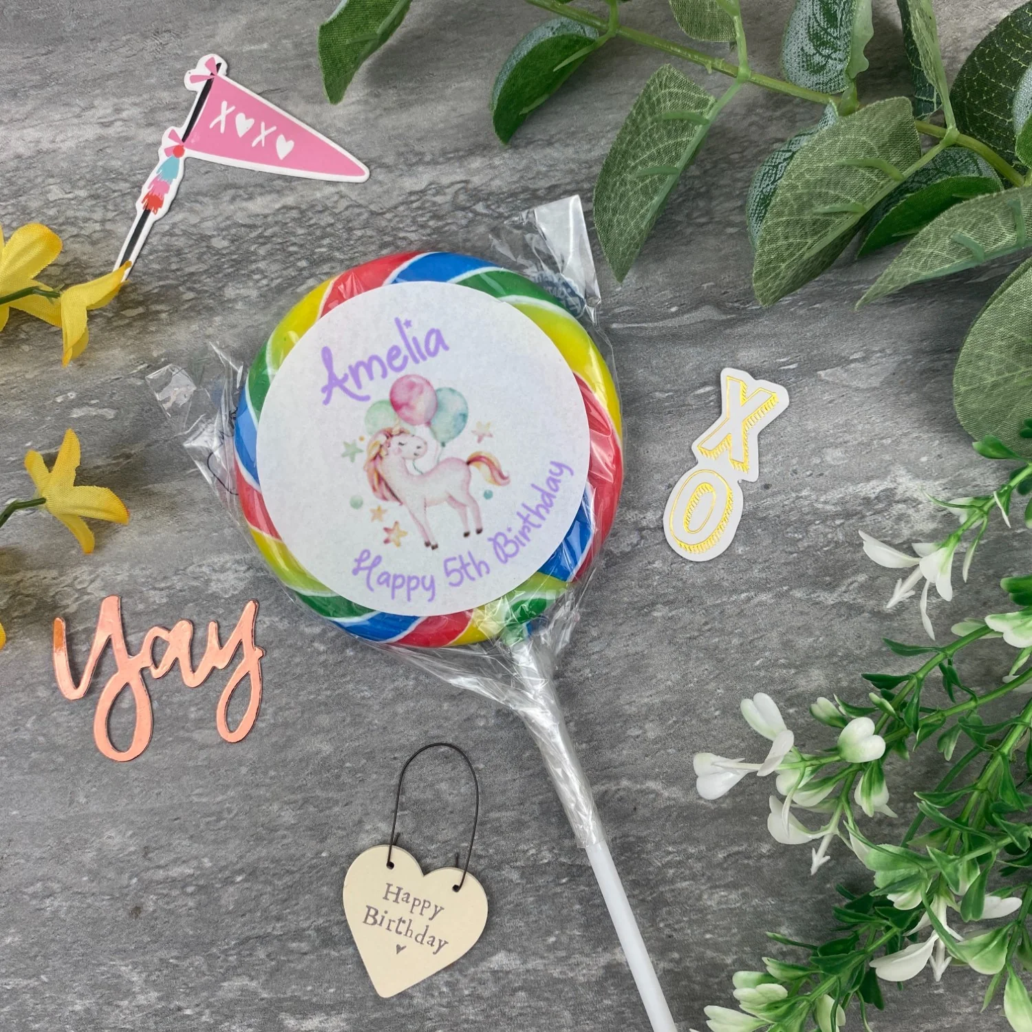 Personalised 'Happy Birthday' Unicorn Lollipop - Image 3