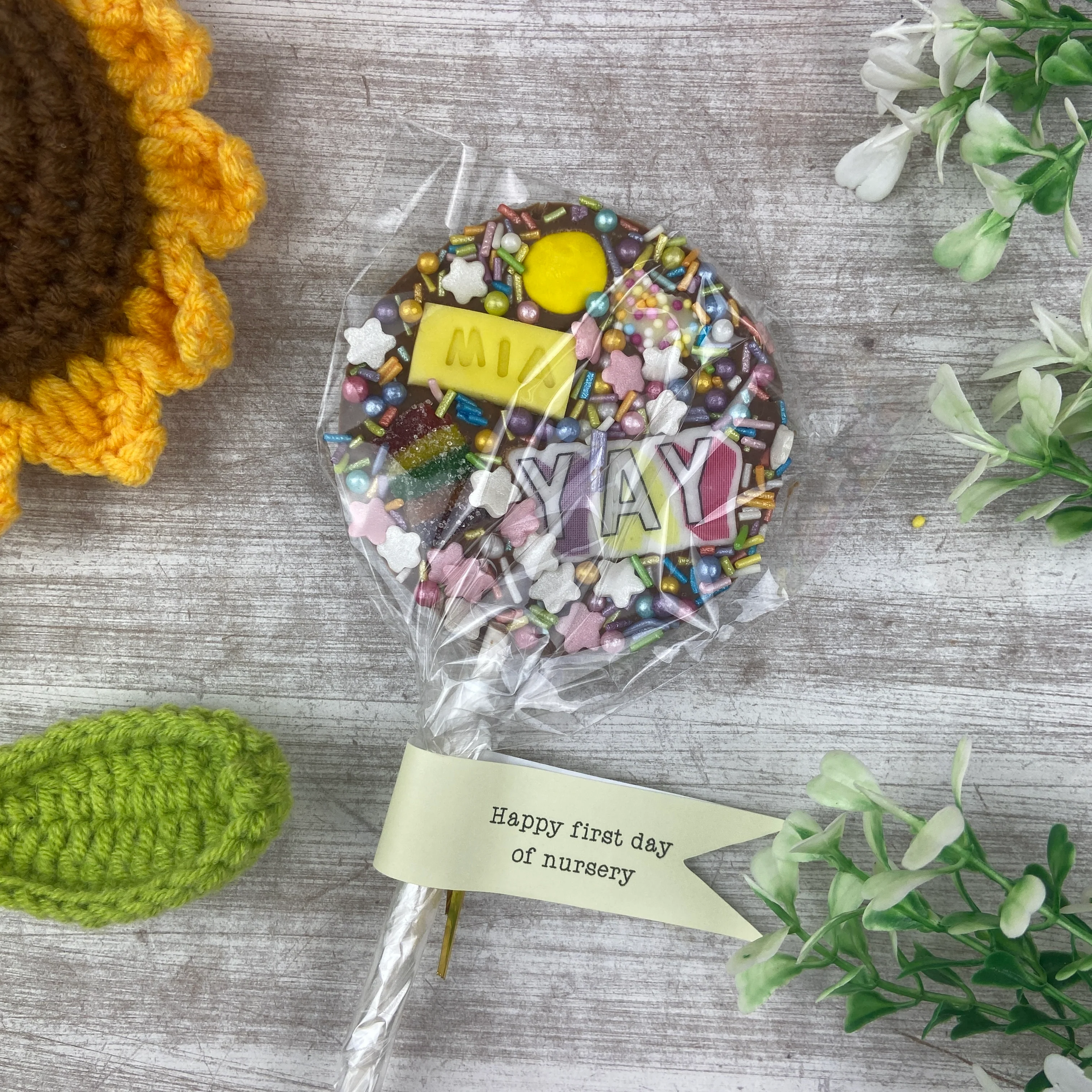 Personalised Happy First Day Of Nursery Belgian Chocolate Lollipop - Image 2