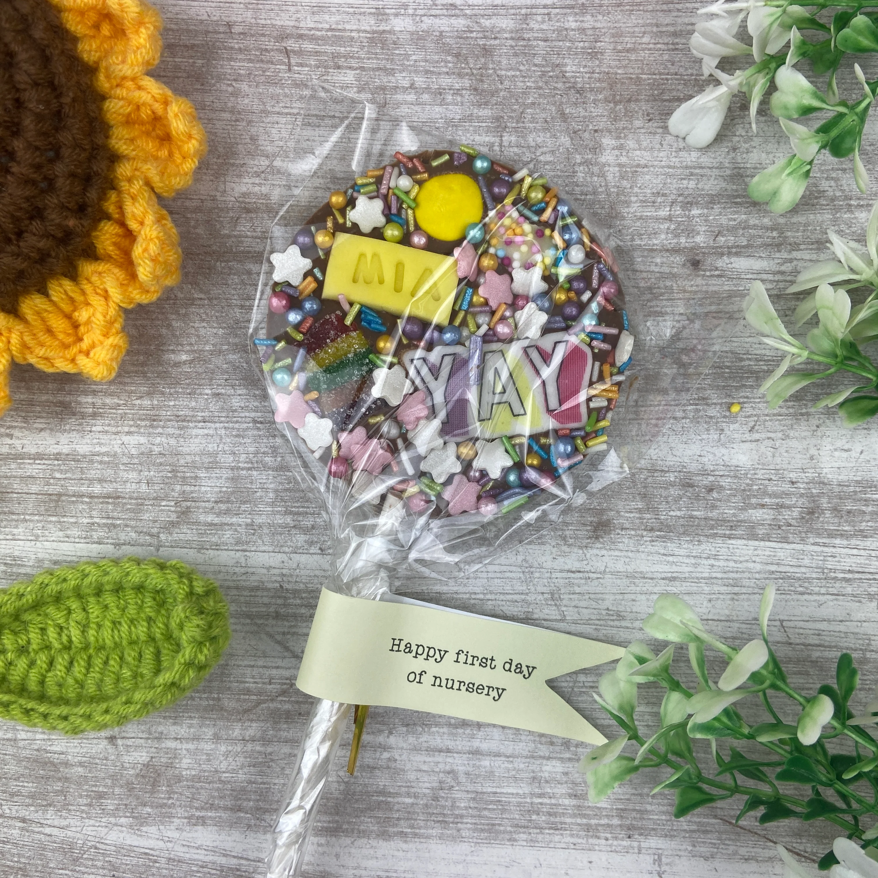 Personalised Happy First Day Of Nursery Belgian Chocolate Lollipop - Image 3