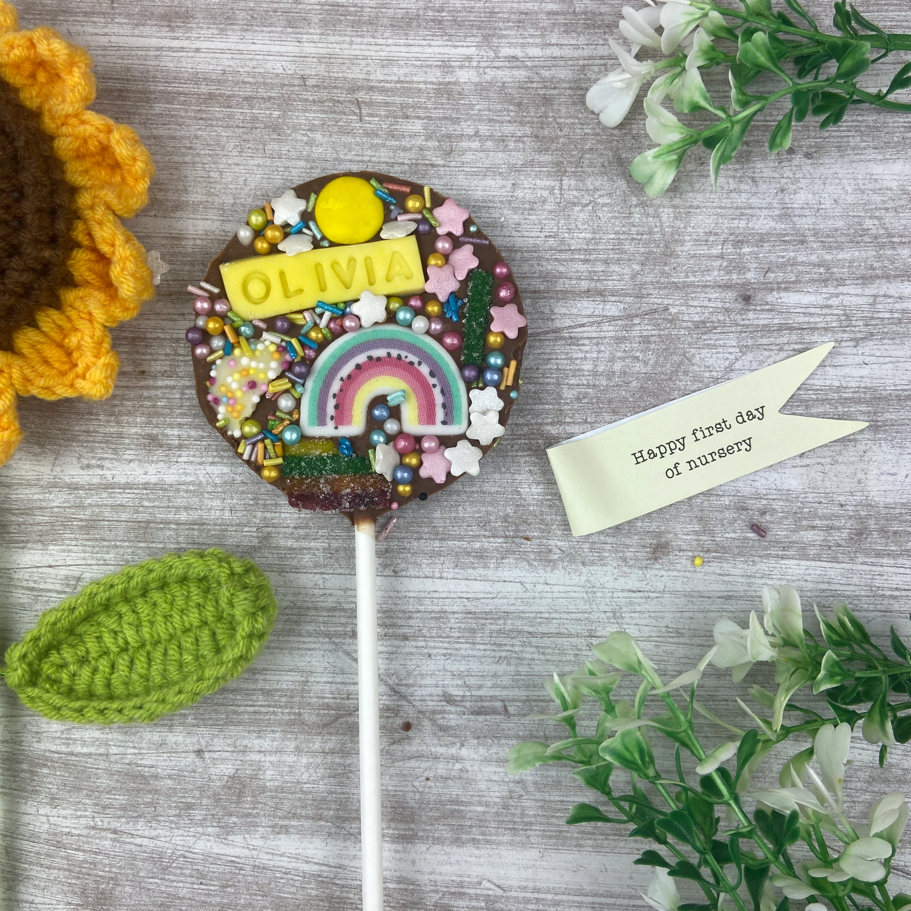Personalised Happy First Day Of Nursery Belgian Chocolate Lollipop - Image 4