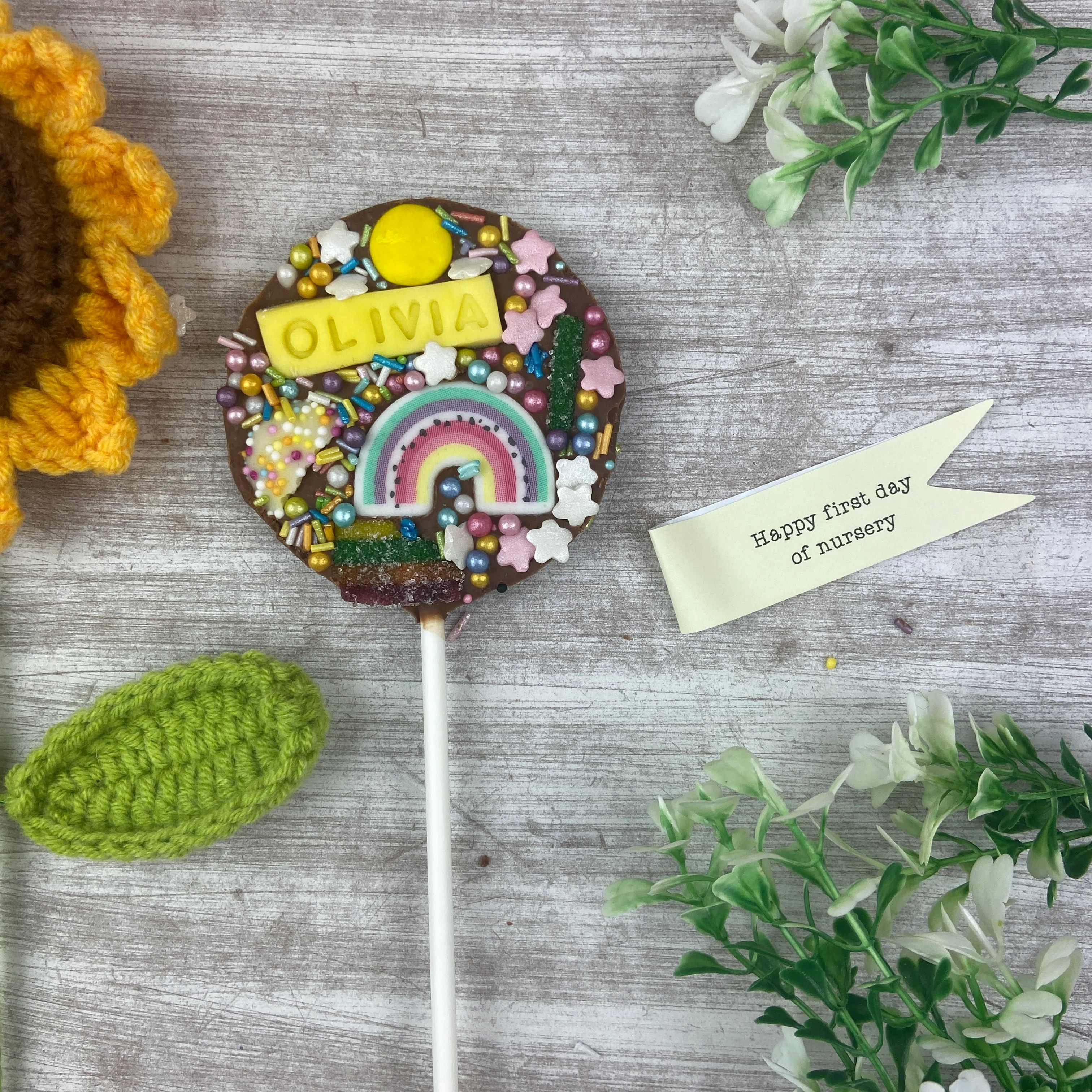 Personalised Happy First Day Of Nursery Belgian Chocolate Lollipop - Image 5