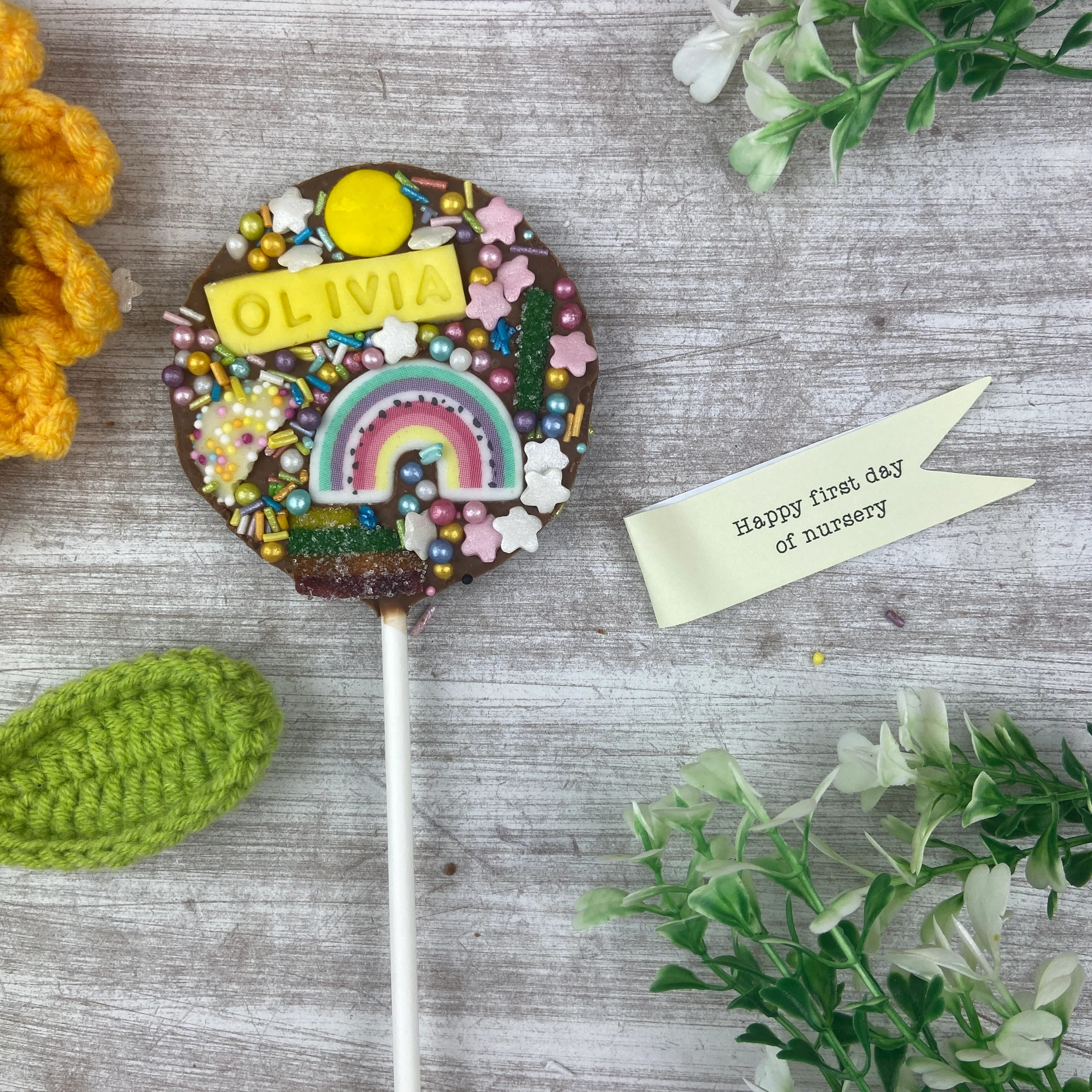 Personalised Happy First Day Of Nursery Belgian Chocolate Lollipop - Image 6