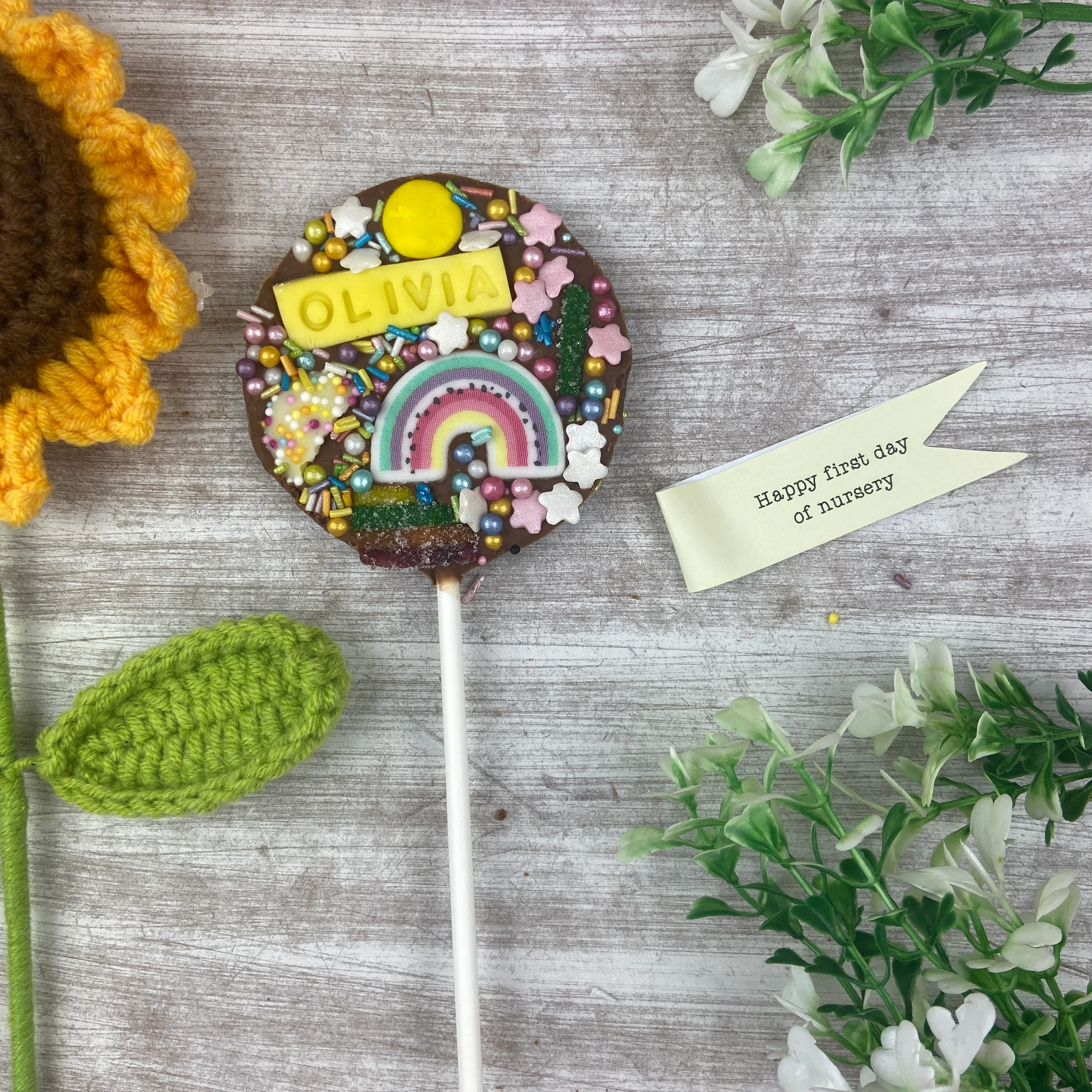Personalised Happy First Day Of Nursery Belgian Chocolate Lollipop - Image 7