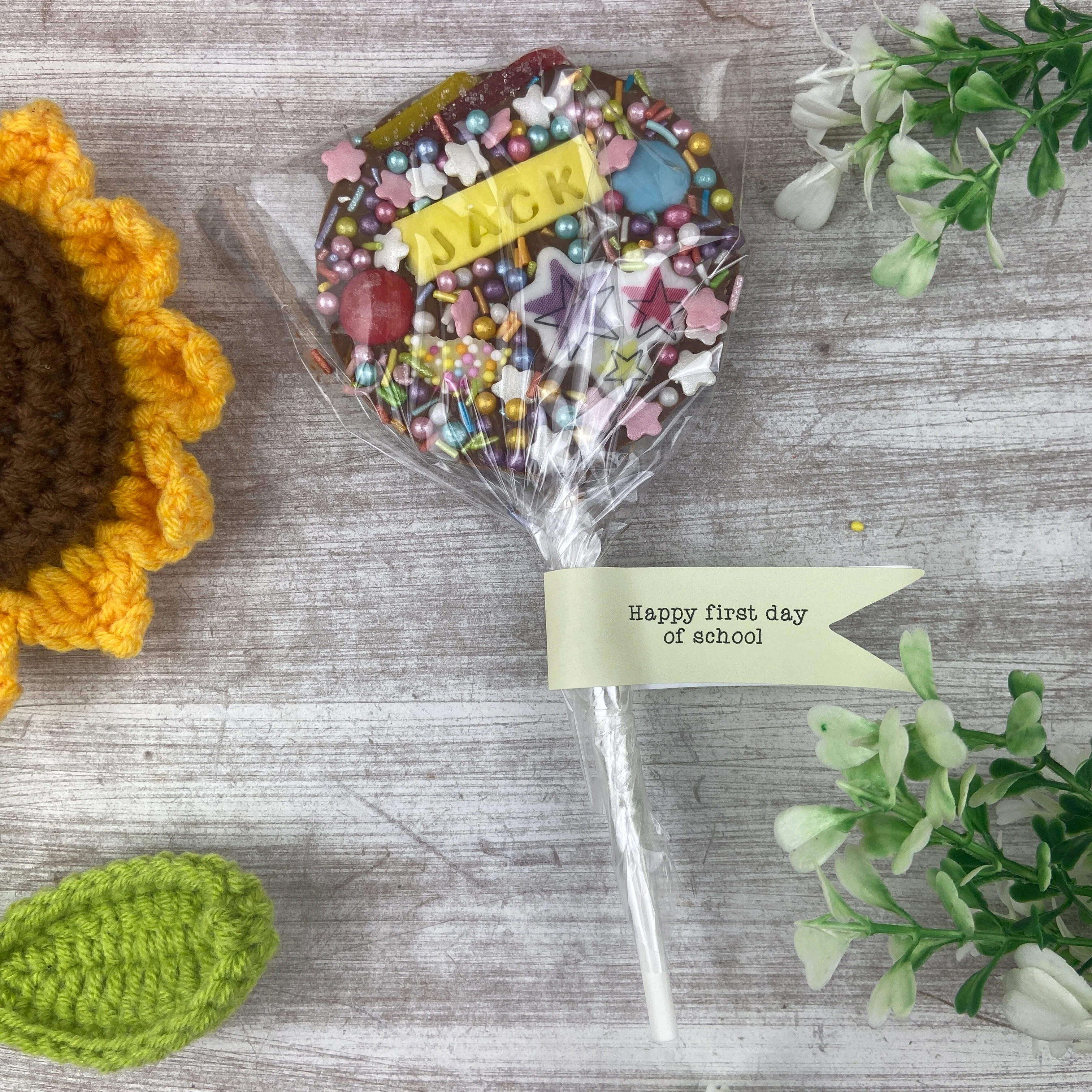 Personalised Happy First Day Of School Belgian Chocolate Lollipop - Image 2