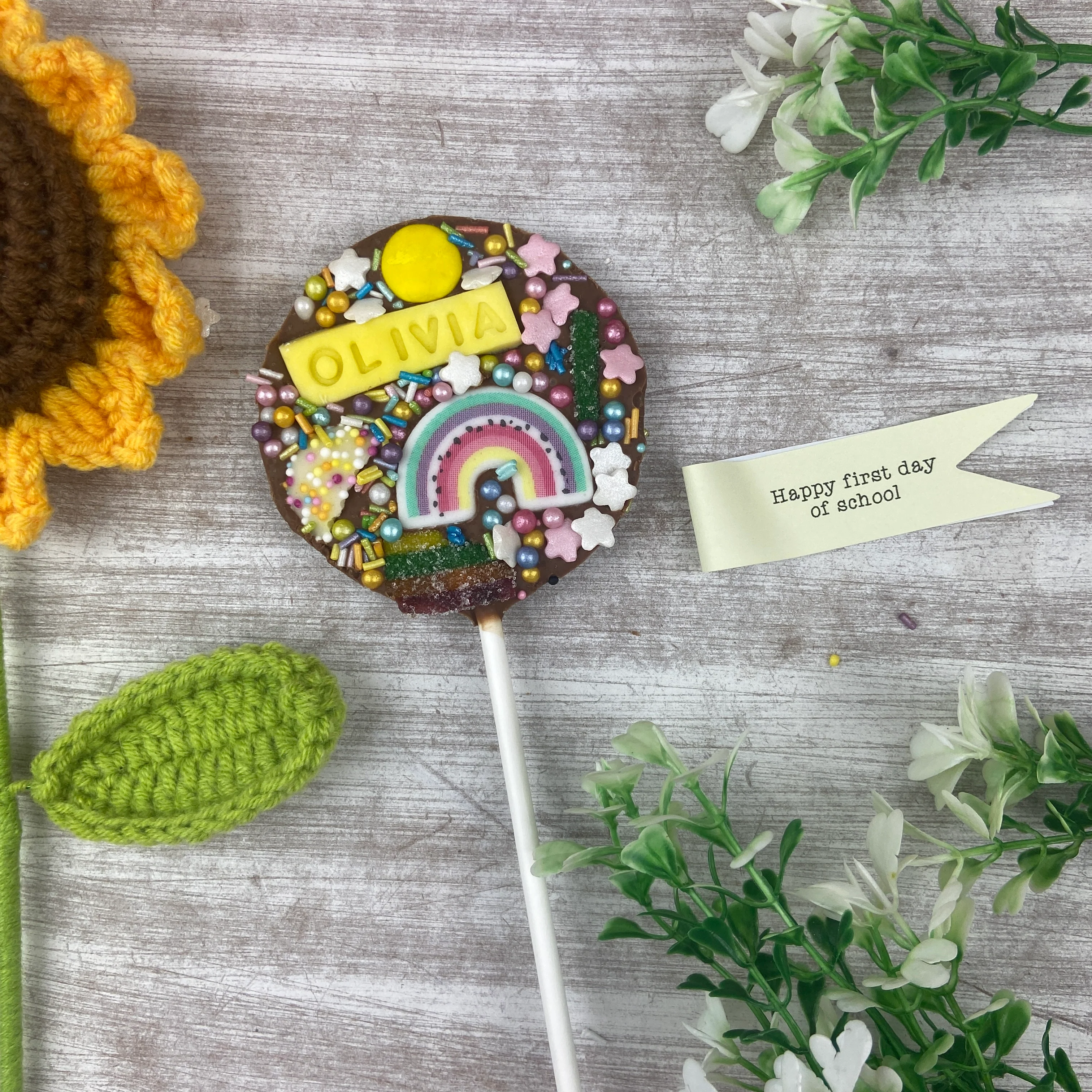 Personalised Happy First Day Of School Belgian Chocolate Lollipop - Image 4